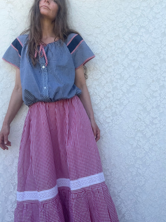 ANYA SKIRT RED GINGHAM