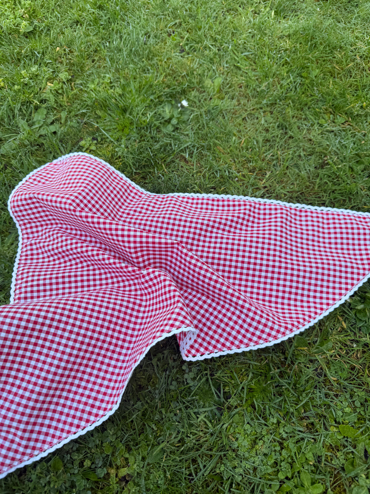 RED COTTON GINGHAM HEAD SCARF