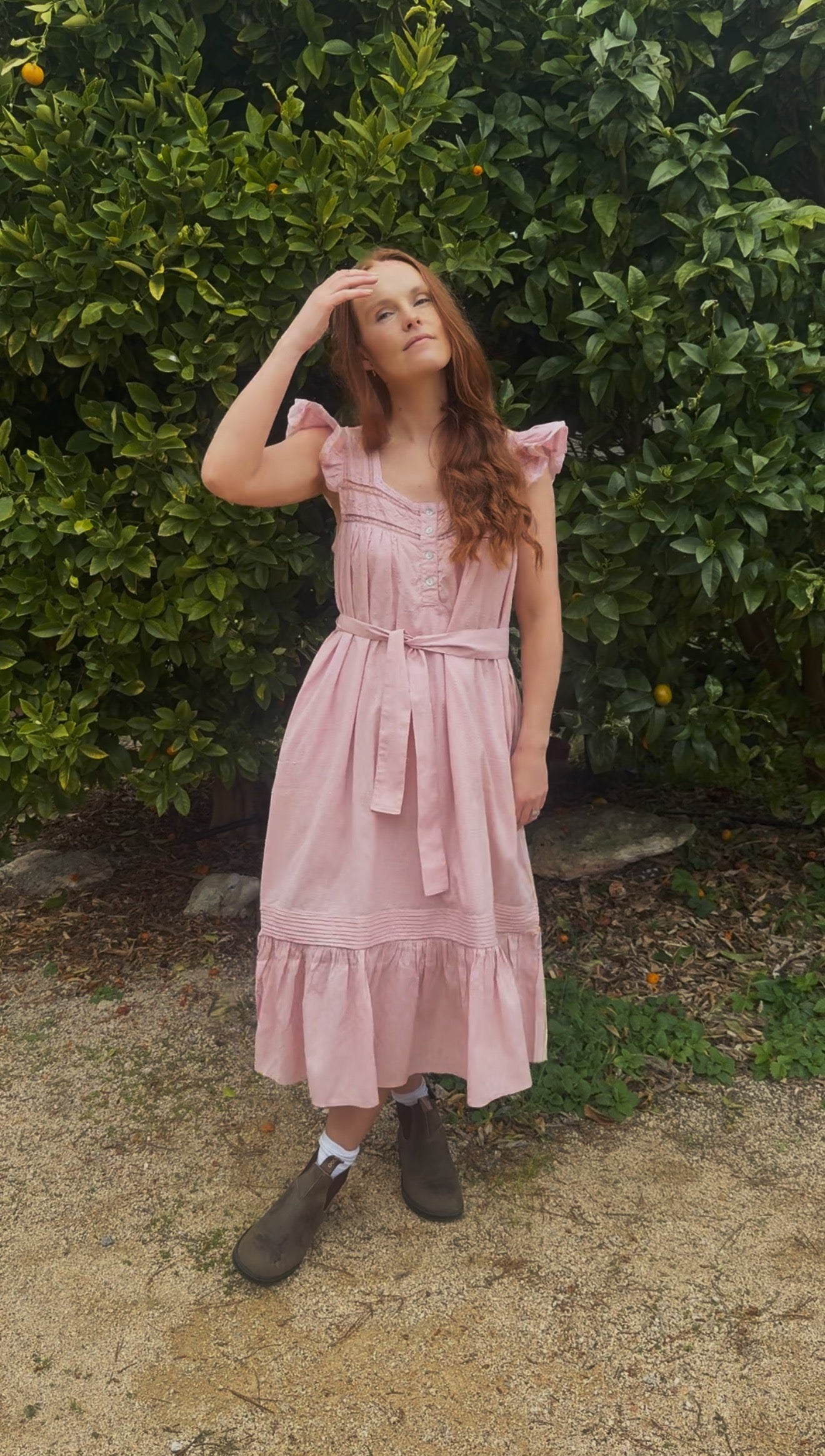 100% RECYCLED COTTON - ALICE DRESS -  PASTEL PINK