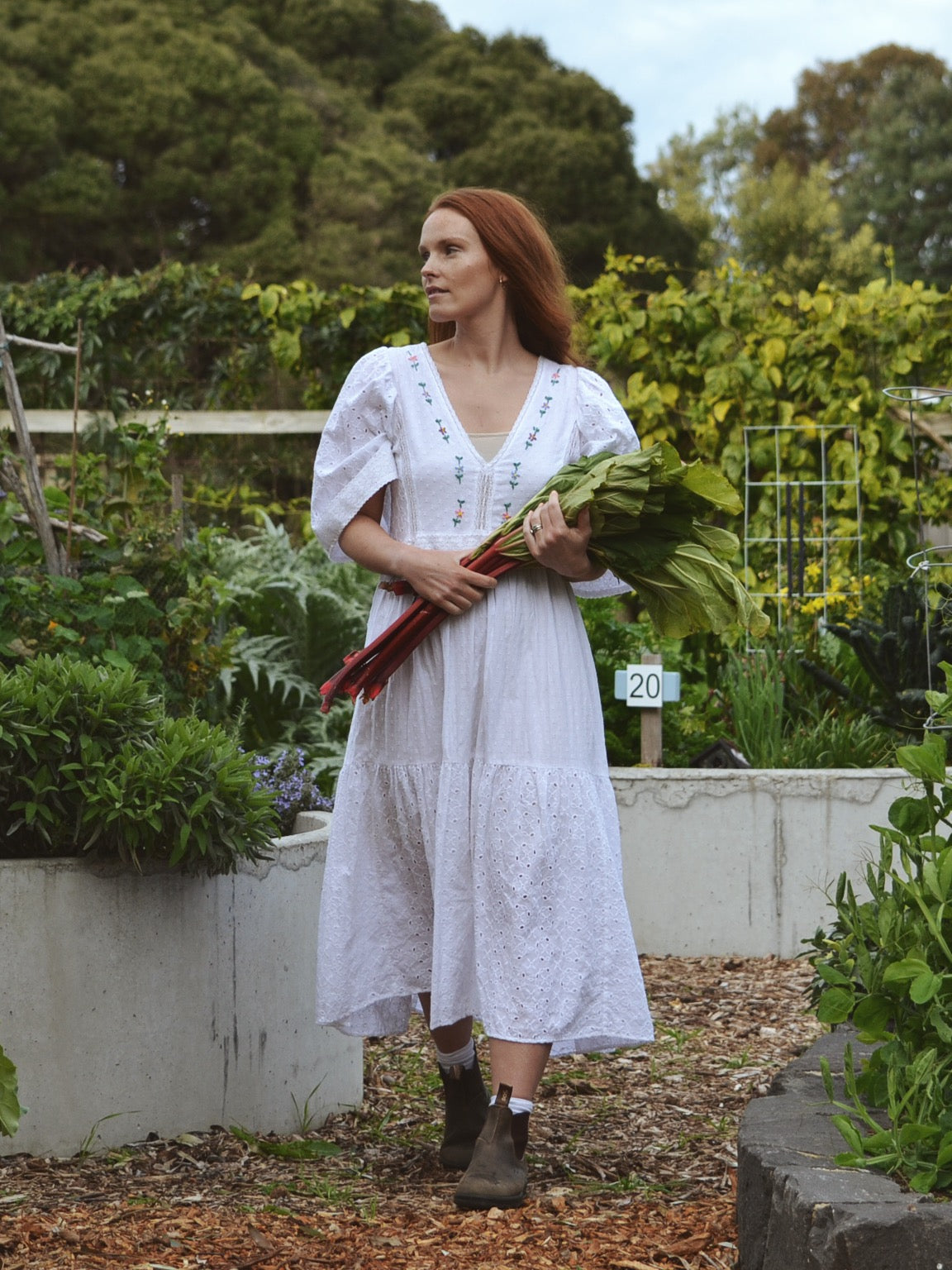 REWORKED COTTON LACE EMBROIDERED DRESS