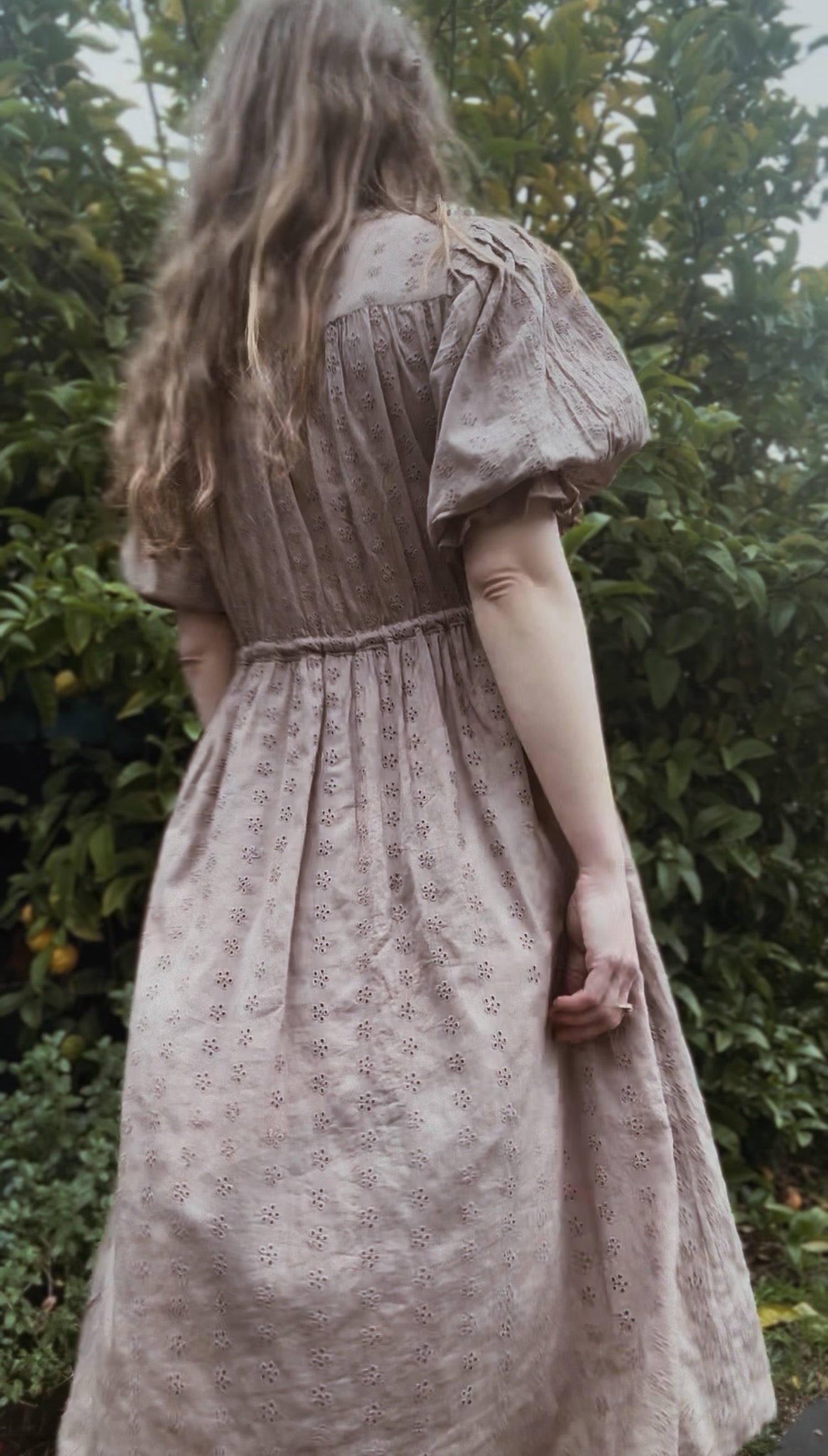 100% RECYCLED COTTON - ONE OF A KIND WINSLOW DRESS MUSHROOM M - L