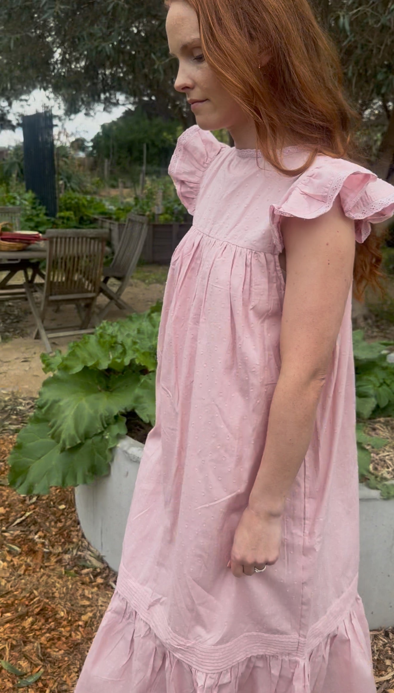100% RECYCLED COTTON - ALICE DRESS -  PASTEL PINK
