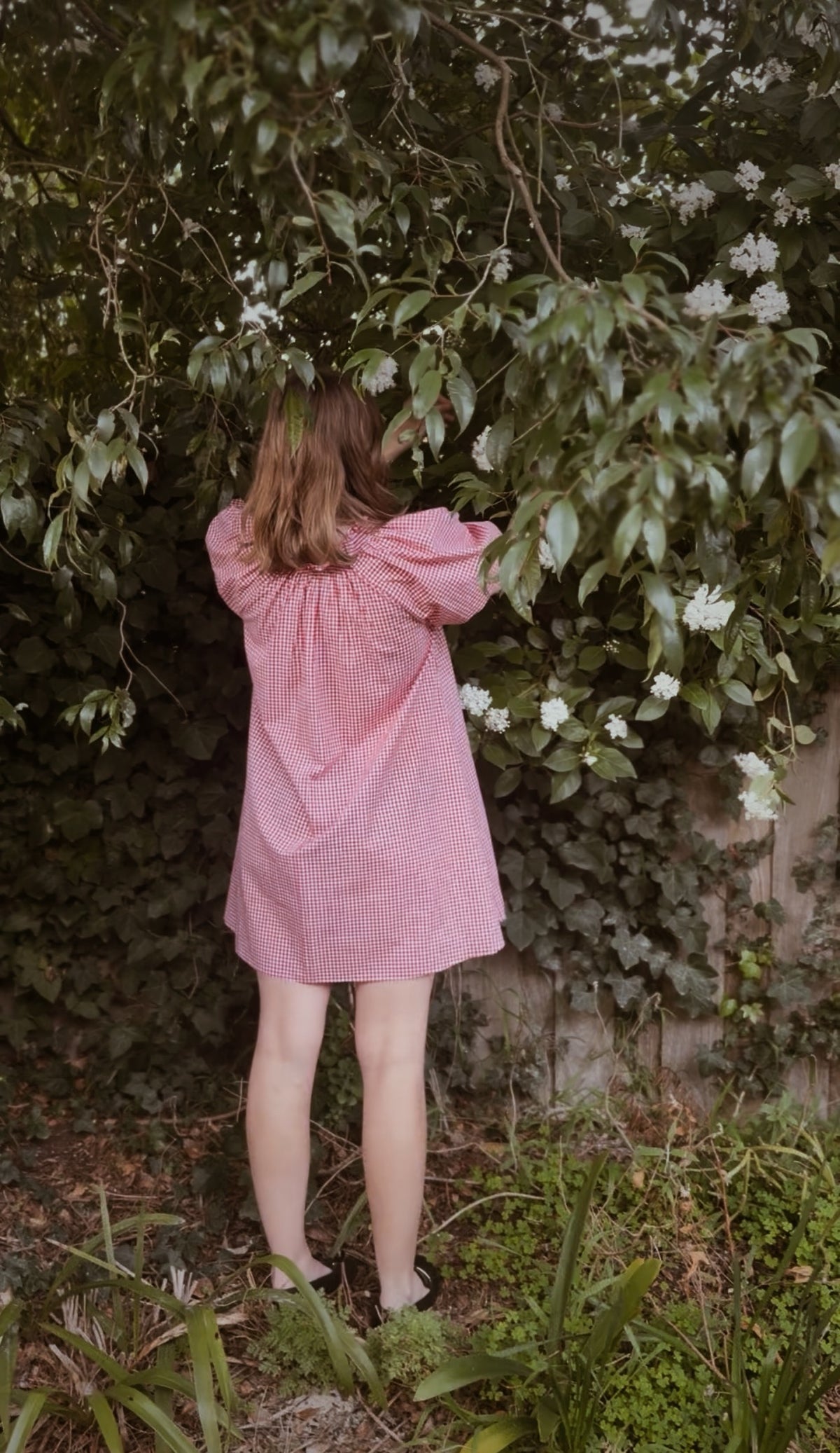 ANYA SMOCK DRESS RED GINGHAM COTTON