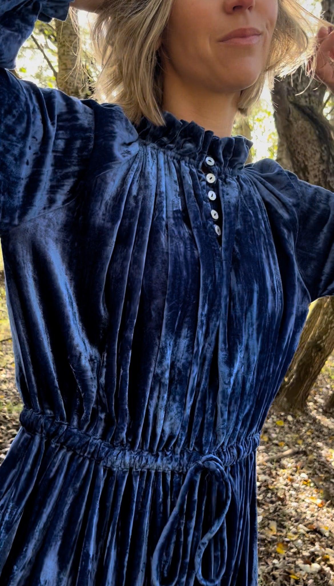 PRAIRIE DRESS BLUE VELVET