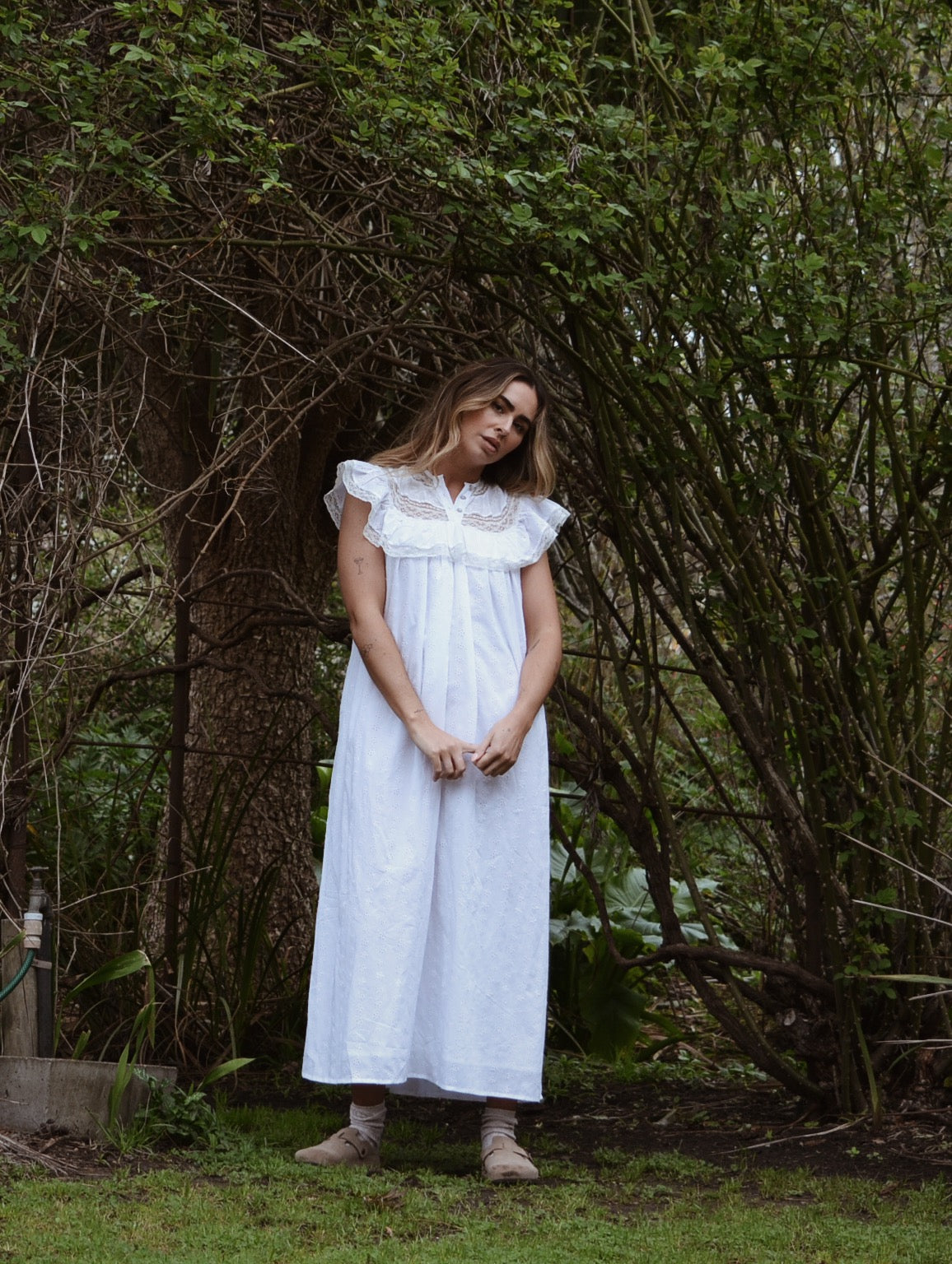 SMALL RESTOCK - 100% RECYCLED COTTON - REVERIE DRESS WHITE