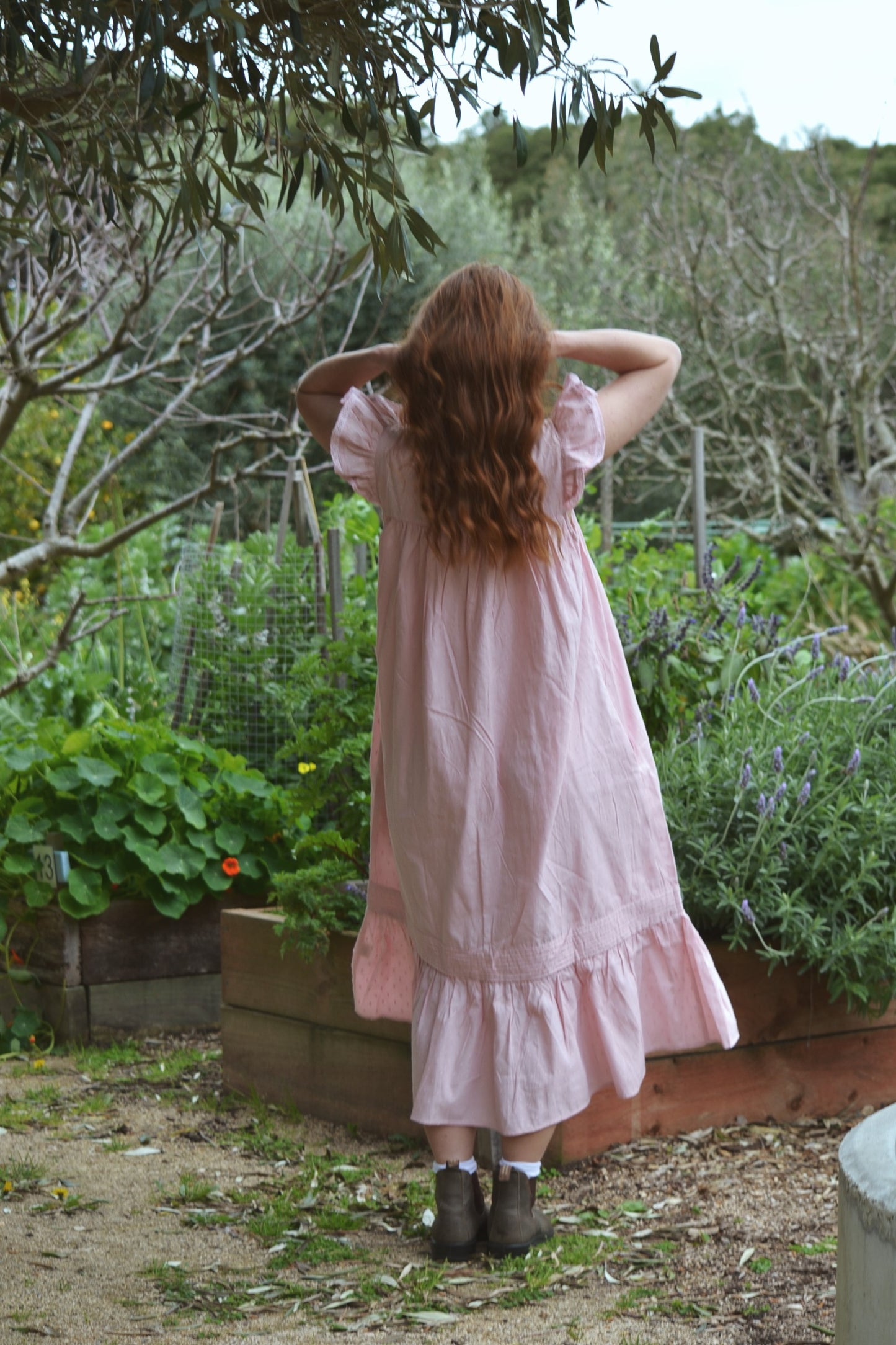 100% RECYCLED COTTON - ALICE DRESS -  PASTEL PINK