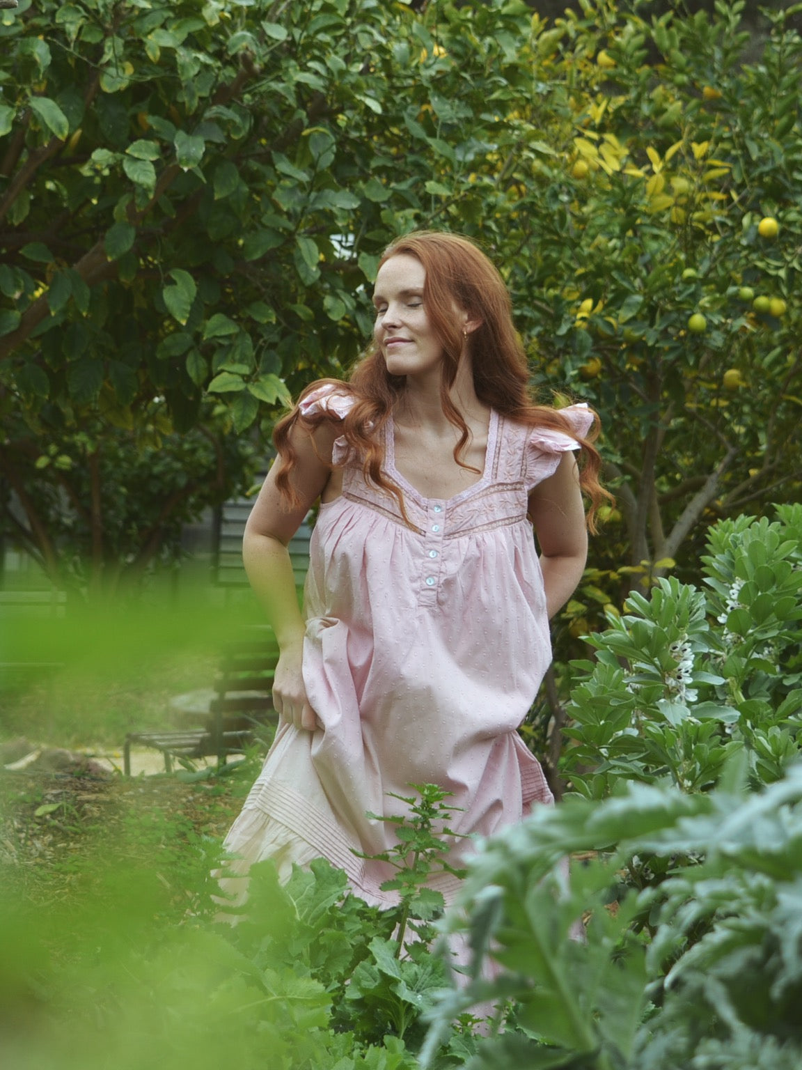 100% RECYCLED COTTON - ALICE DRESS -  PASTEL PINK