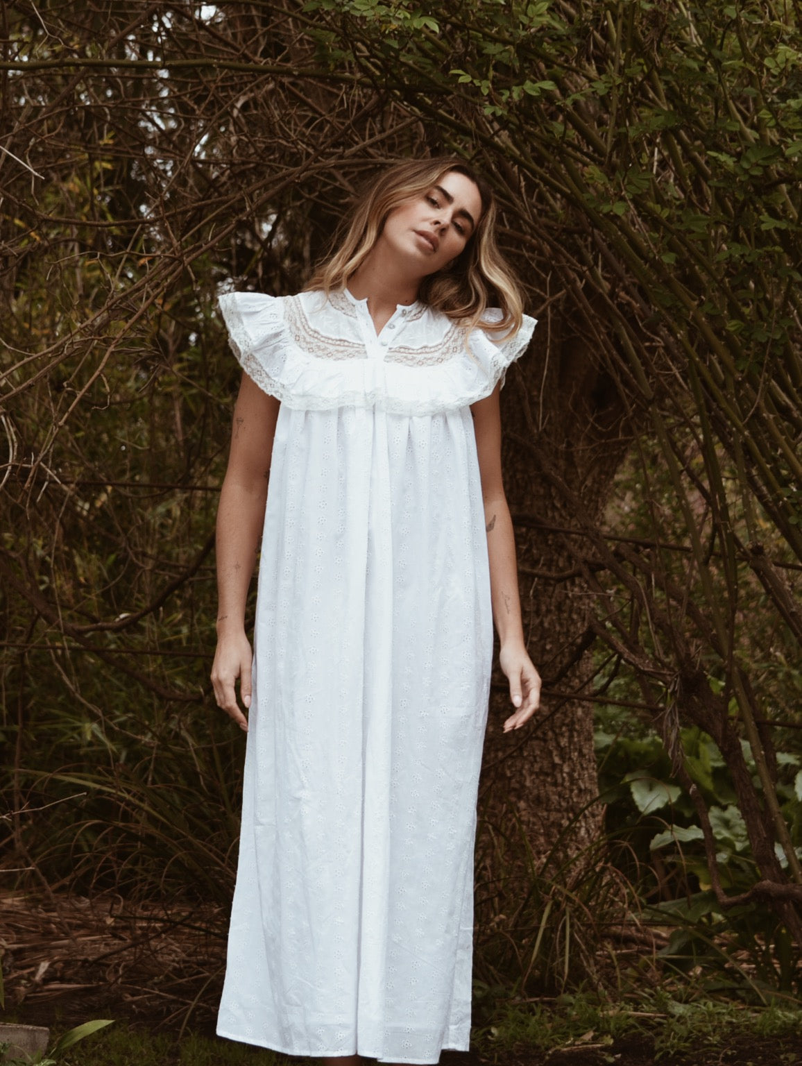 SMALL RESTOCK - 100% RECYCLED COTTON - REVERIE DRESS WHITE