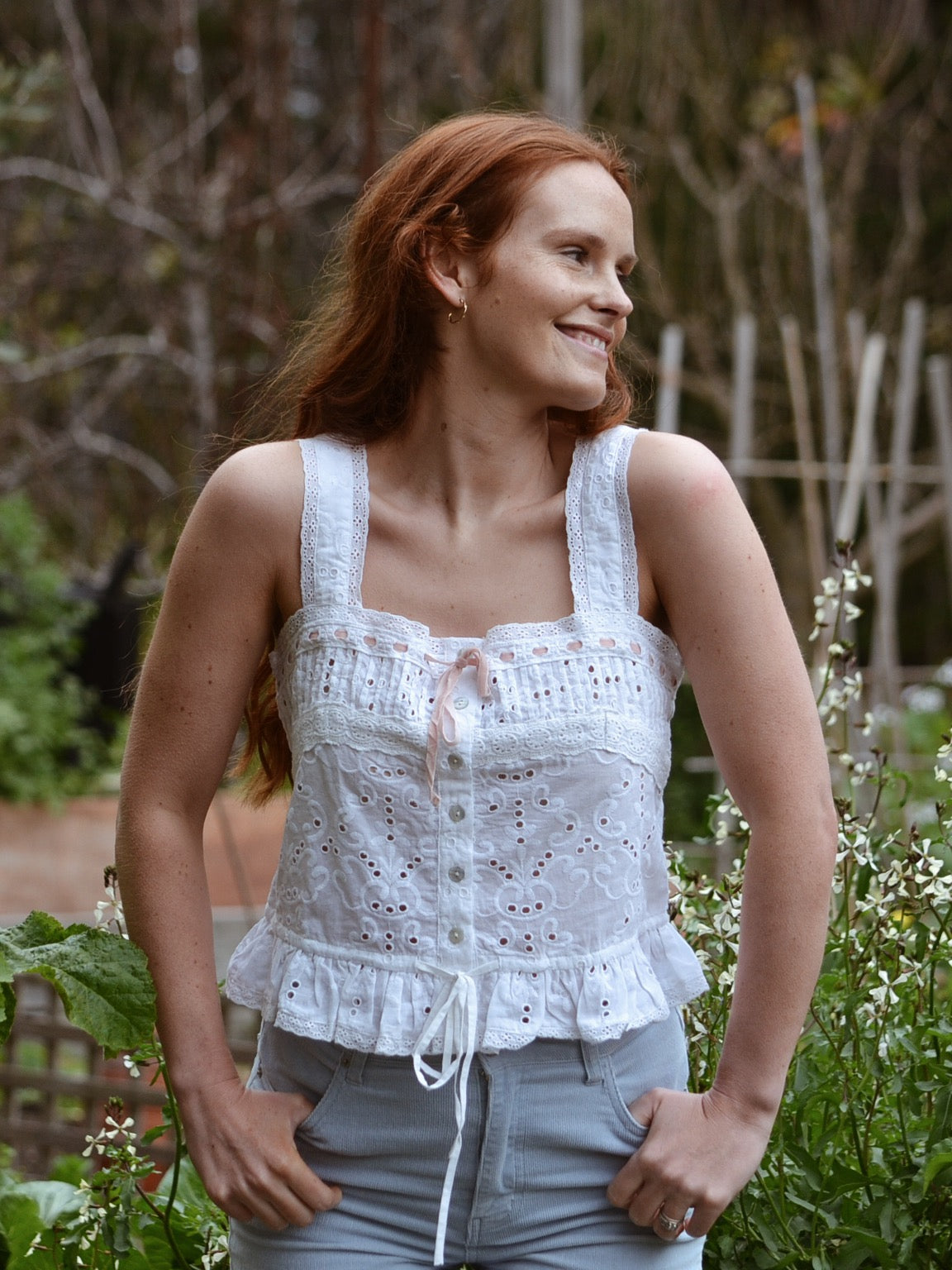 100% RECYCLED COTTON - ETIENNE CAMI WHITE