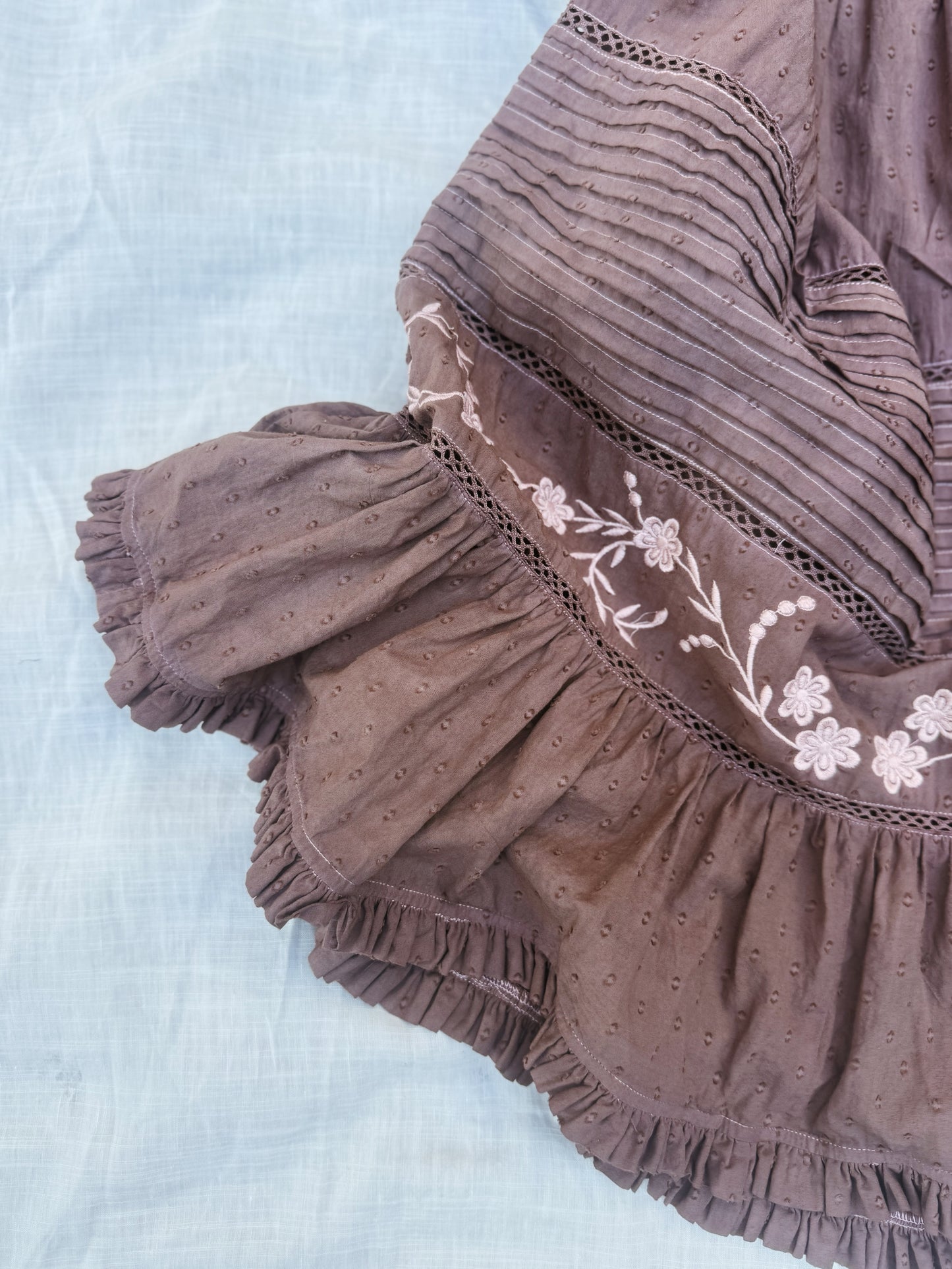 100% RECYCLED COTTON - FAUSTINE DRESS PASTEL WASHED BROWN