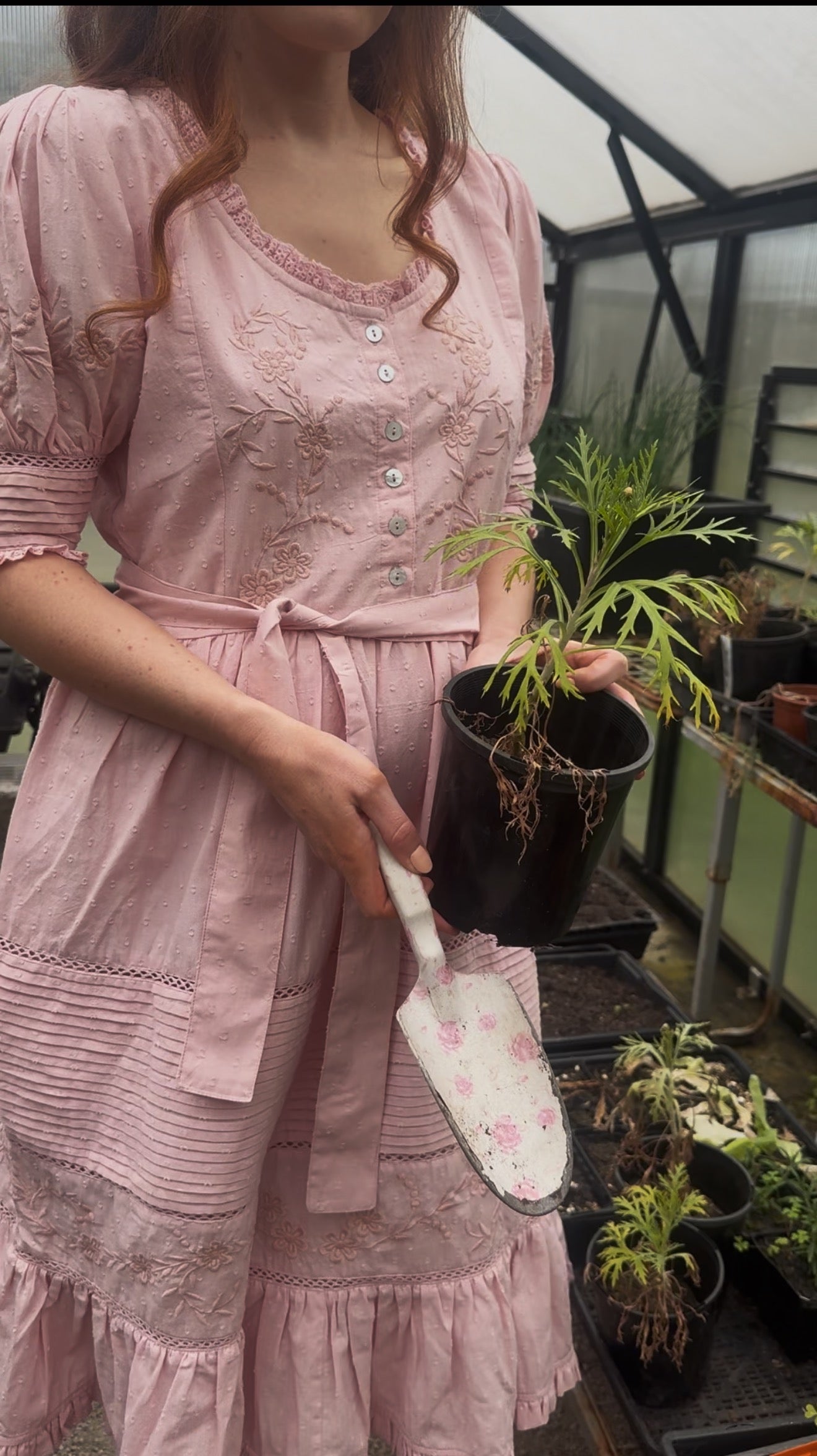 100% RECYCLED COTTON - FAUSTINE DRESS PASTEL PINK