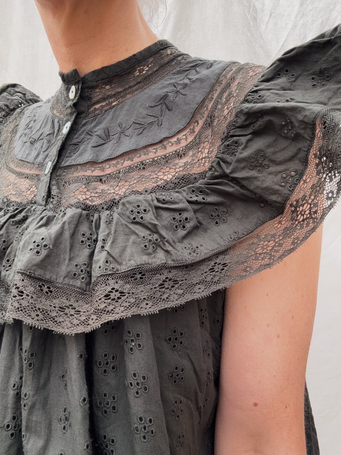 100% RECYCLED COTTON - REVERIE DRESS WASHED BLACK