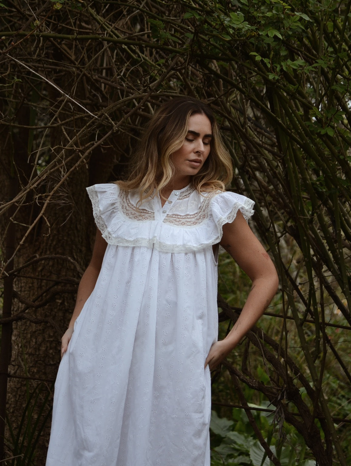 SMALL RESTOCK - 100% RECYCLED COTTON - REVERIE DRESS WHITE