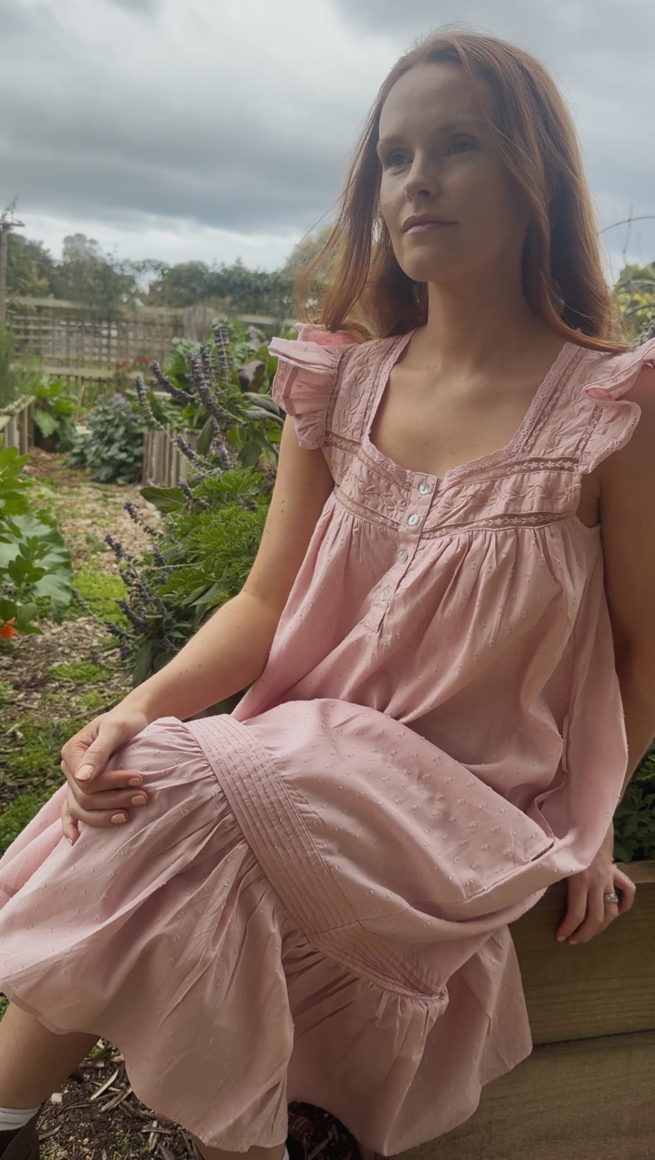 100% RECYCLED COTTON - ALICE DRESS -  PASTEL PINK