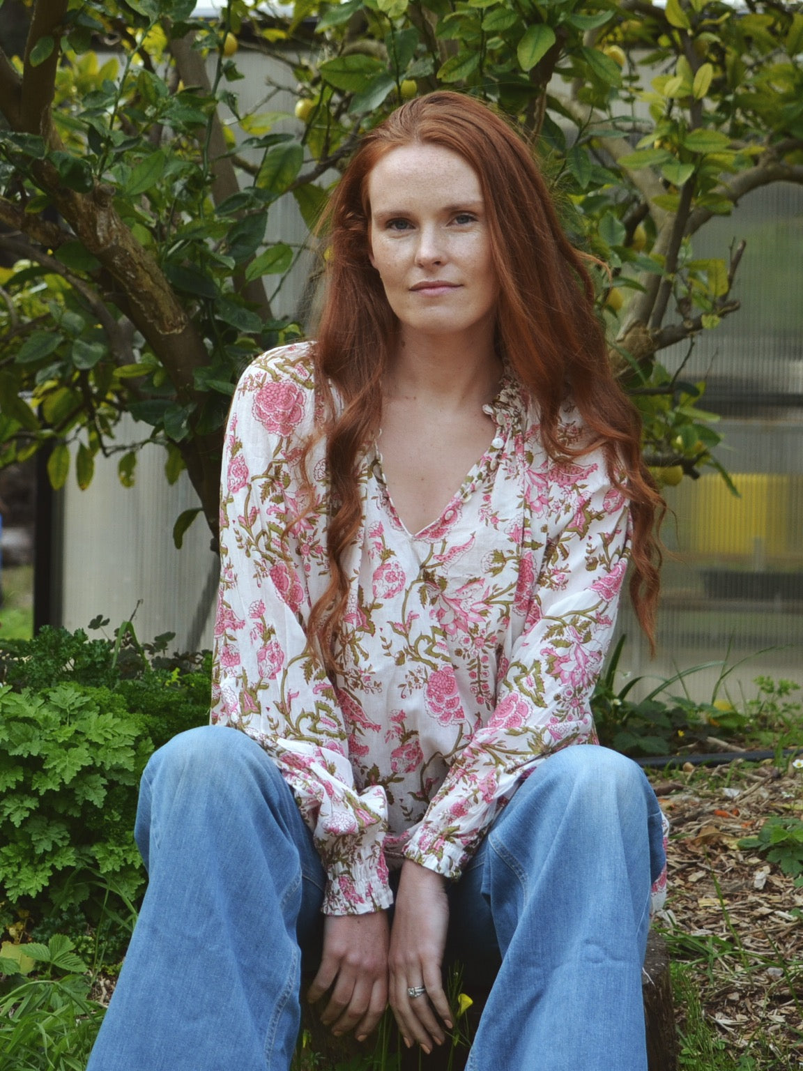 ONE OF A KIND PRAIRIE BLOUSE HAND BLOCK