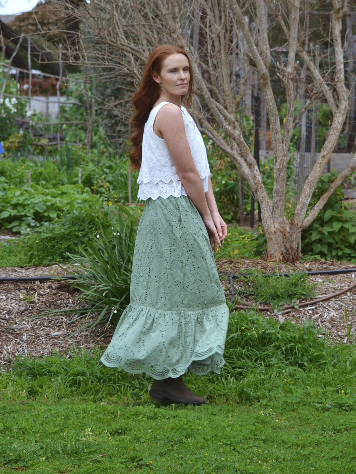 REWORKED - ONE OF A KIND COTTON EMBROIDERED BLOUSE MEDIUM - LARGE