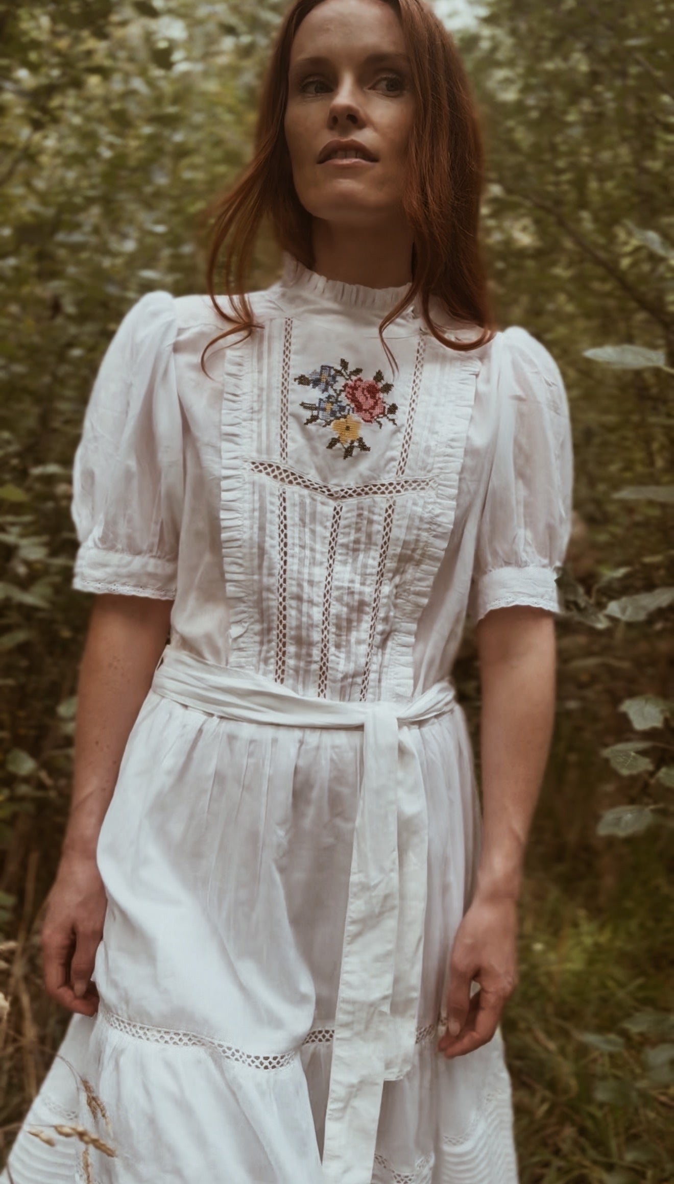 PREORDER PAULINA WHITE CROSS STITCH COTTON DRESS