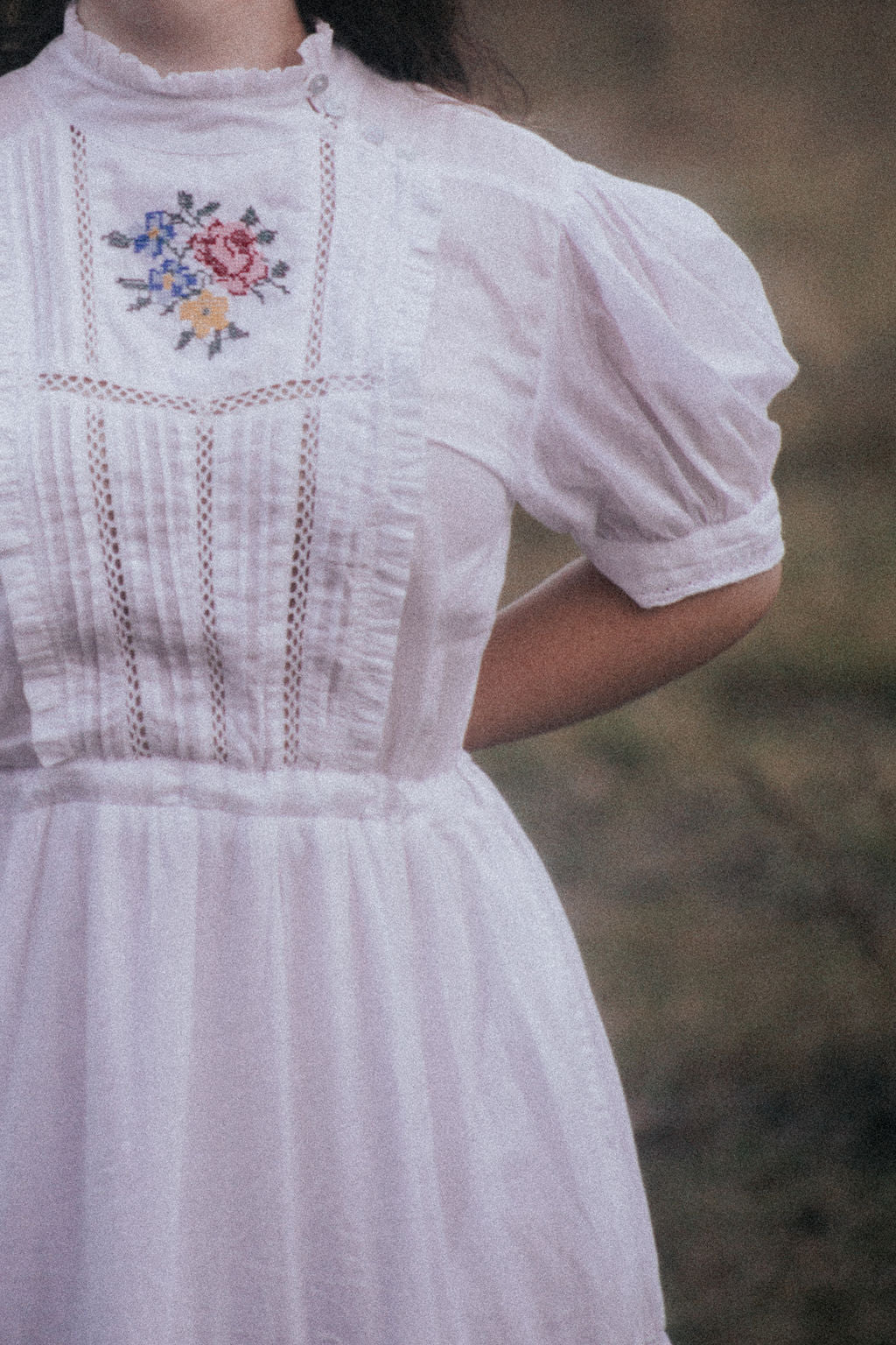 PREORDER PAULINA WHITE CROSS STITCH COTTON DRESS