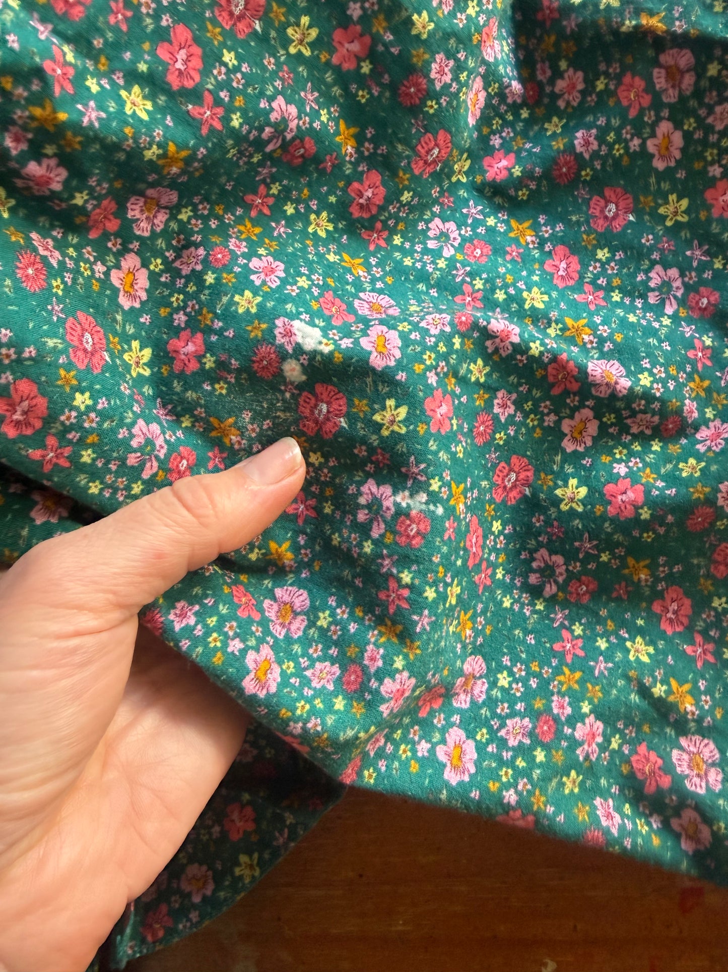 PRELOVED - BRAMWELL DRESS DITSY FLORAL TEAL PINK POPLIN XS (Copy)