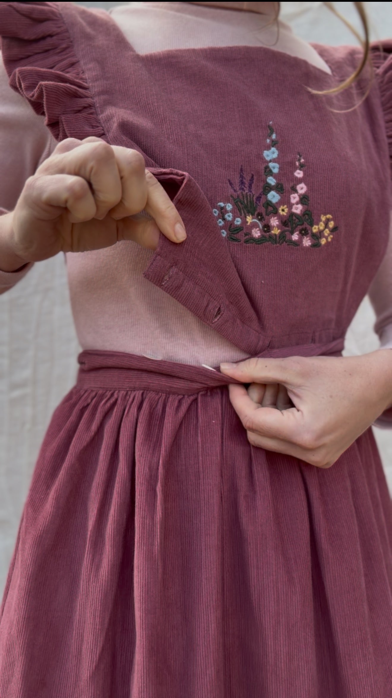 100% RECYCLED COTTON - ANOUK RUFFLE PINAFORE/SKIRT CORDUROY