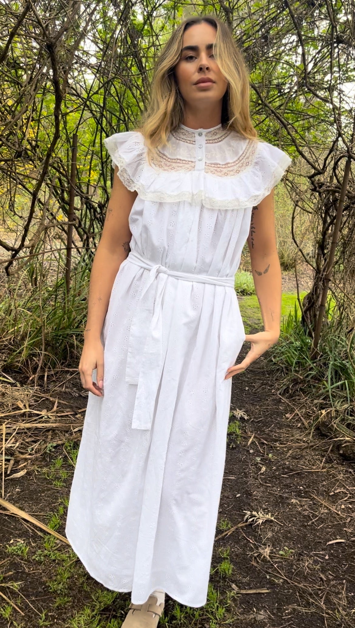 SMALL RESTOCK - 100% RECYCLED COTTON - REVERIE DRESS WHITE