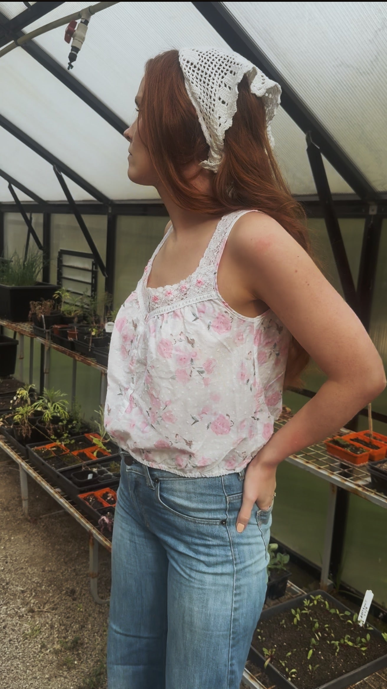 REWORKED - ONE OF A KIND CROP COTTON BLOUSE XS/S