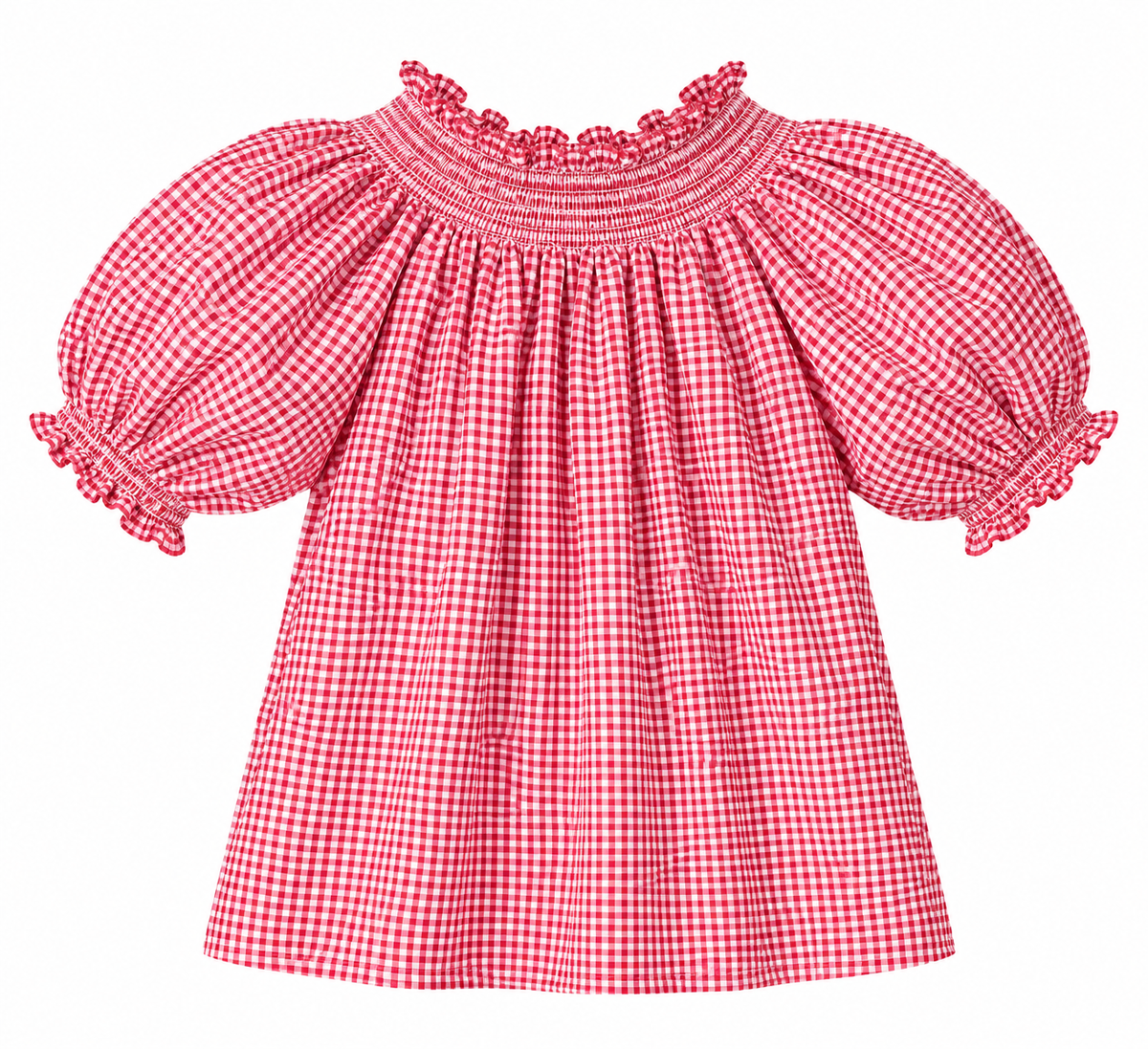 ANYA SMOCK BLOUSE RED GINGHAM COTTON