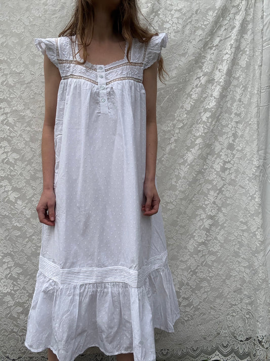 PRELOVED 100% RECYCLED COTTON - ALICE DRESS -  WHITE M