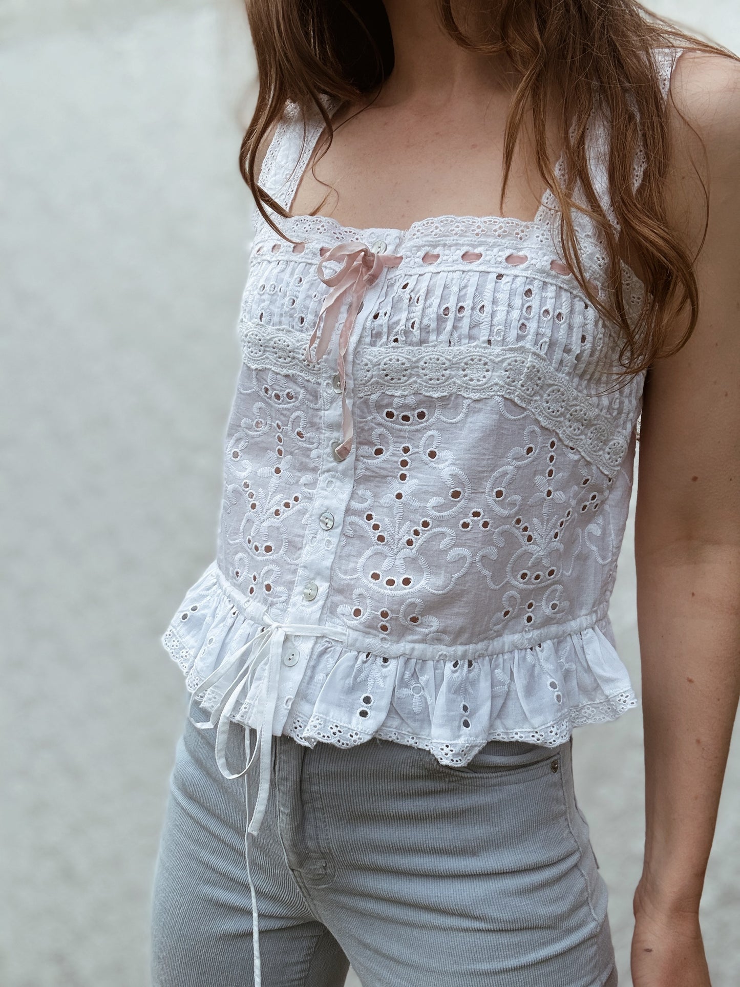 100% RECYCLED COTTON - ETIENNE CAMI WHITE