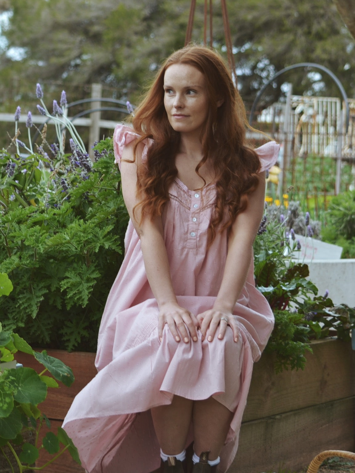 100% RECYCLED COTTON - ALICE DRESS -  PASTEL PINK