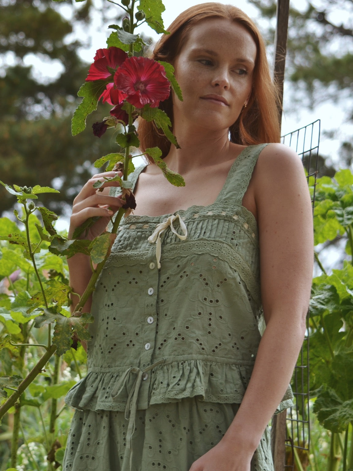 SMALL RESTOCK - 100% RECYCLED COTTON - ETIENNE CAMI SAGE