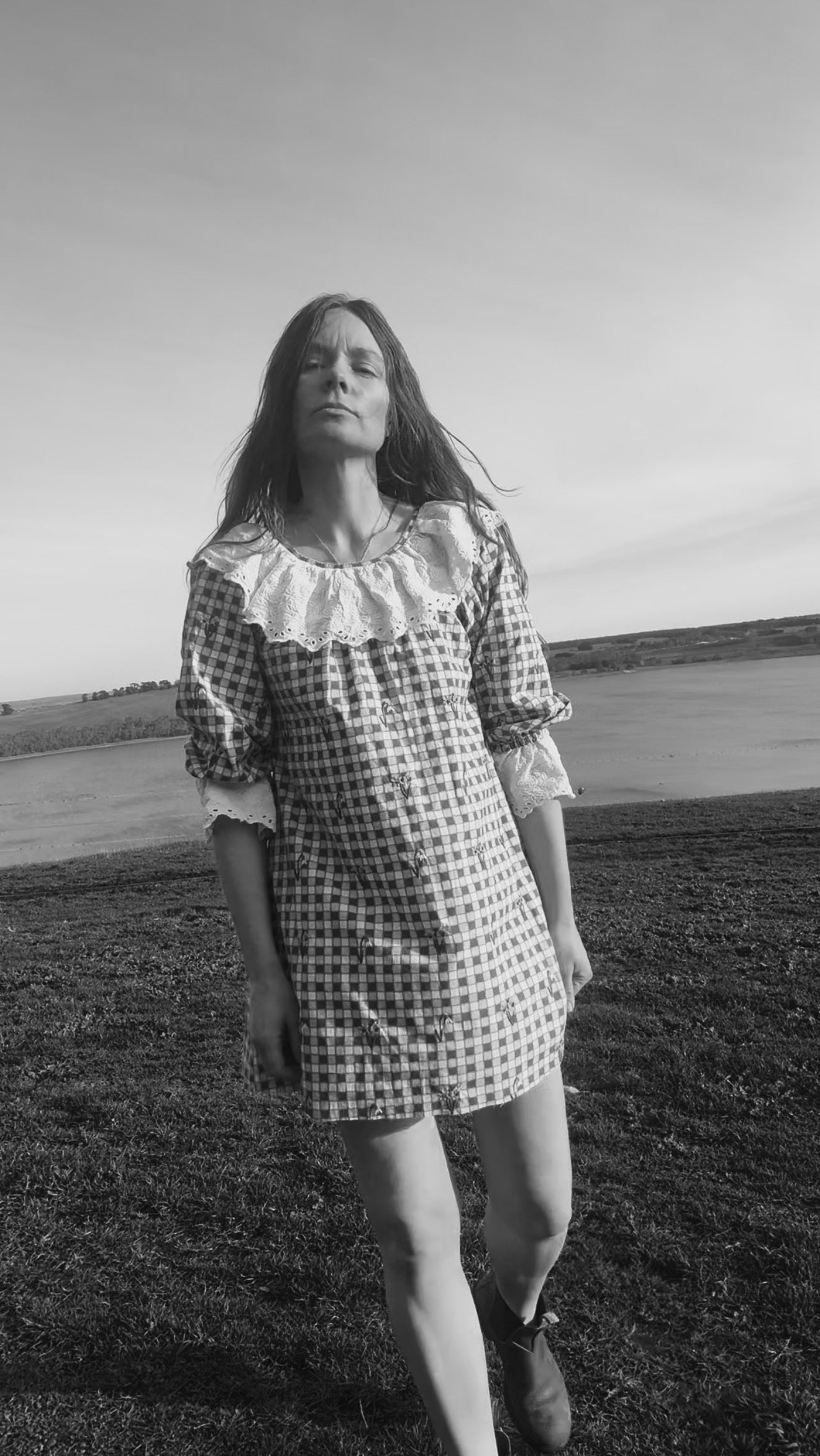 100% RECYCLED COTTON - MARTHA BLUE GINGHAM MINI