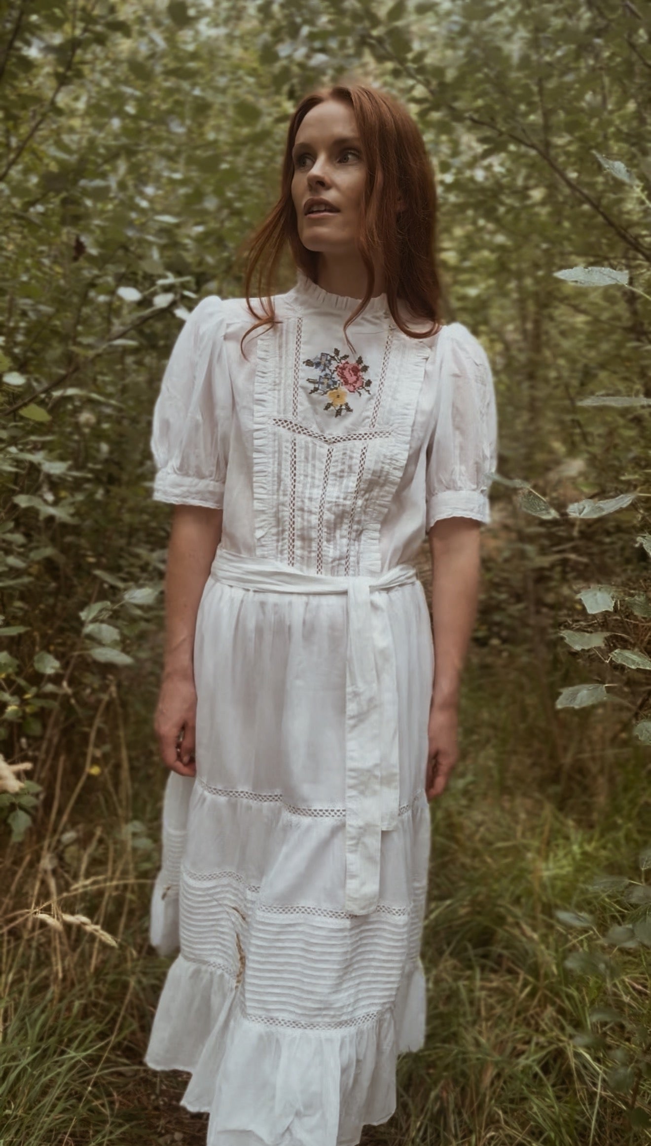 PREORDER PAULINA WHITE CROSS STITCH COTTON DRESS
