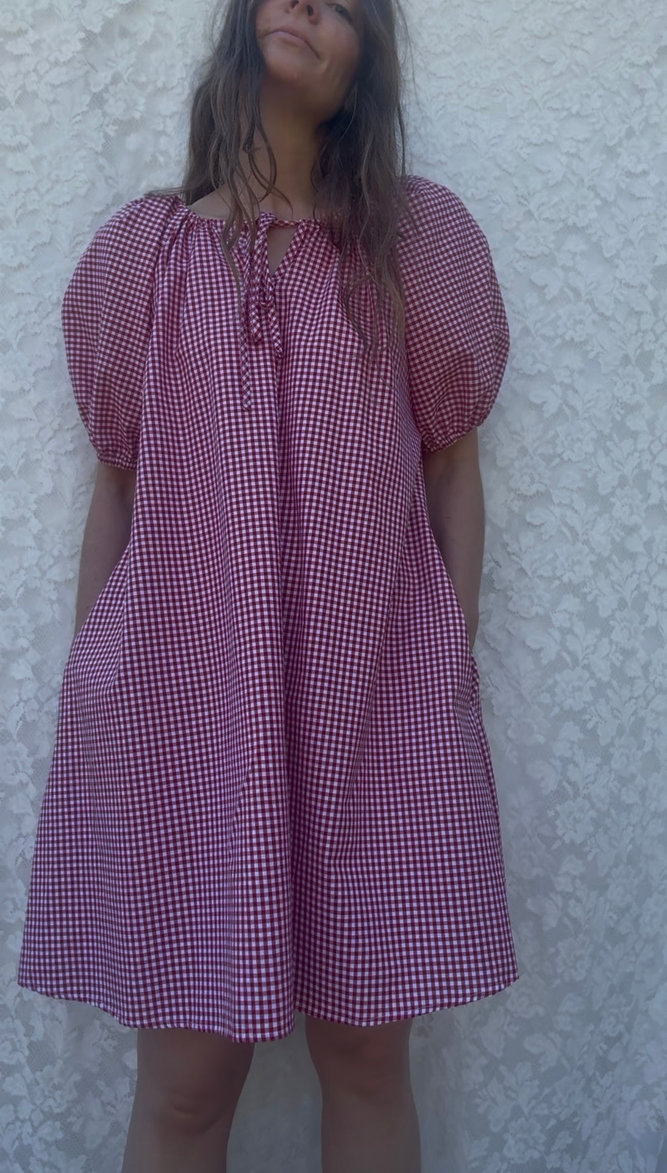 POPPY SMOCK DRESS RED GINGHAM COTTON