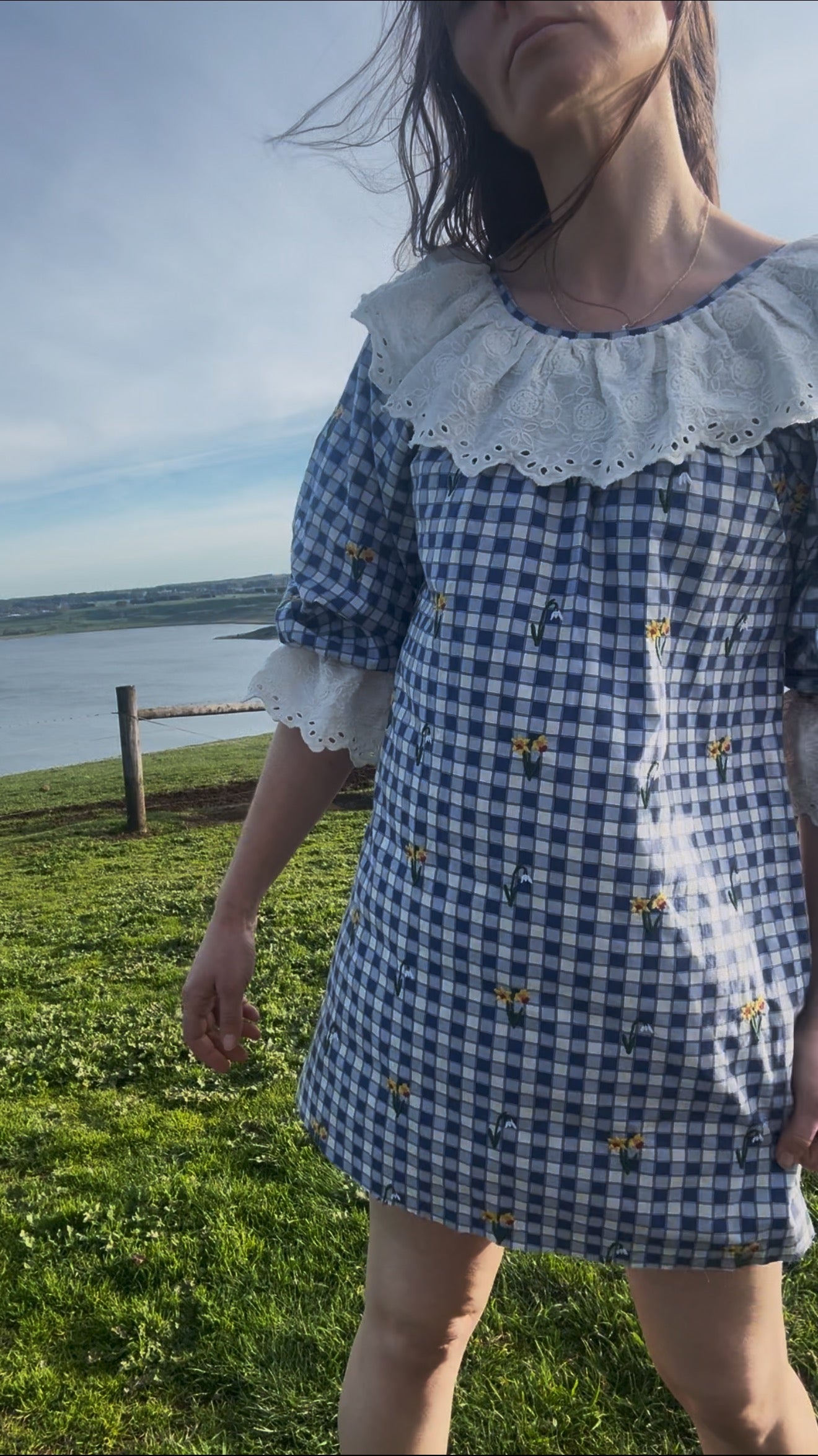 100% RECYCLED COTTON - MARTHA BLUE GINGHAM MINI