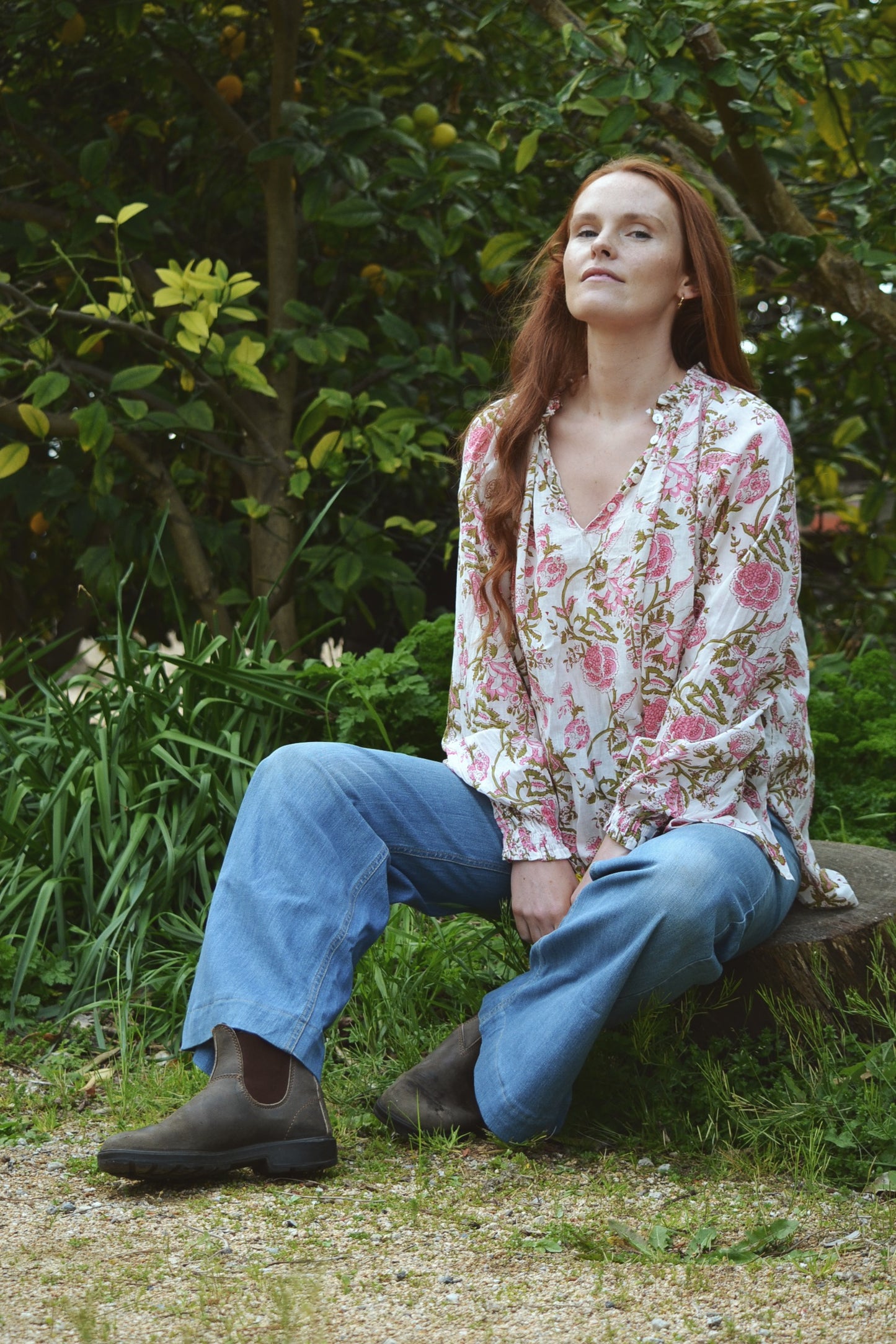 ONE OF A KIND PRAIRIE BLOUSE HAND BLOCK