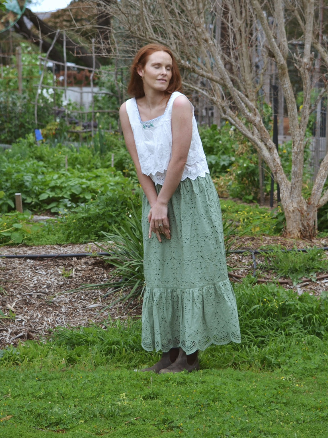 REWORKED - ONE OF A KIND COTTON EMBROIDERED BLOUSE MEDIUM - LARGE