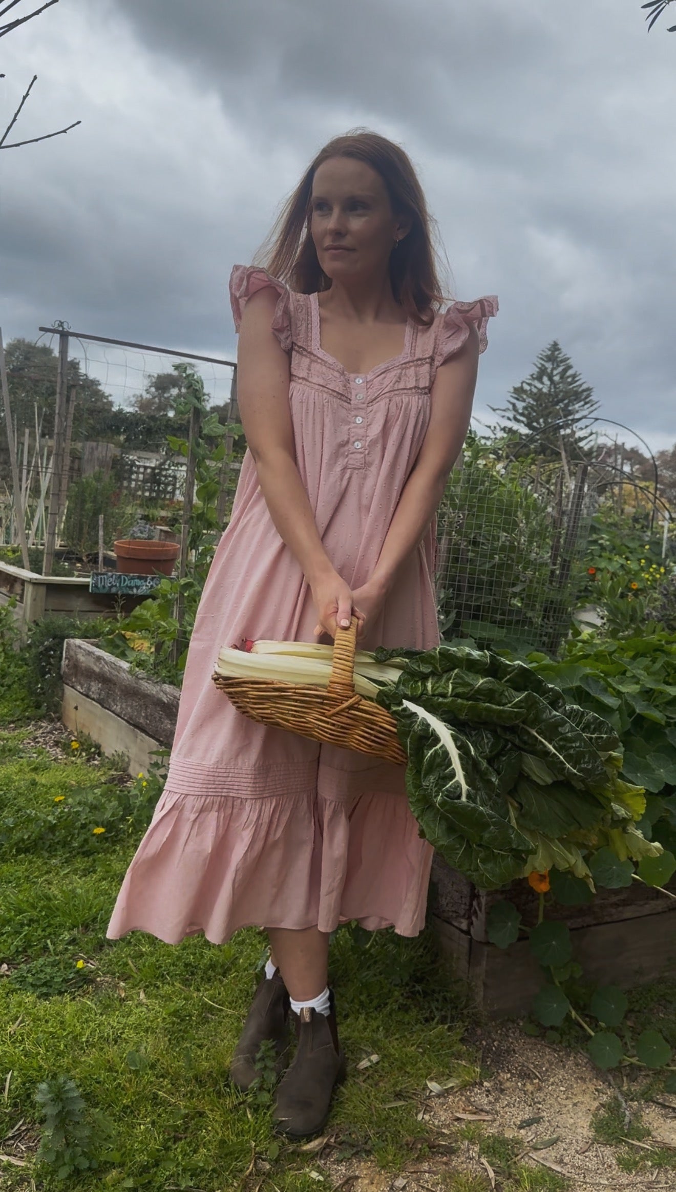 100% RECYCLED COTTON - ALICE DRESS -  PASTEL PINK