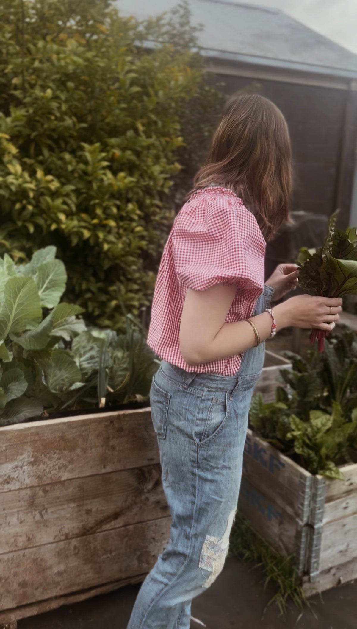 ANYA SMOCK BLOUSE RED GINGHAM COTTON
