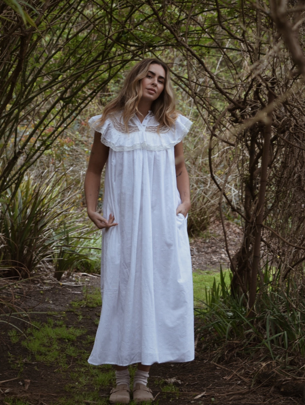 SMALL RESTOCK - 100% RECYCLED COTTON - REVERIE DRESS WHITE