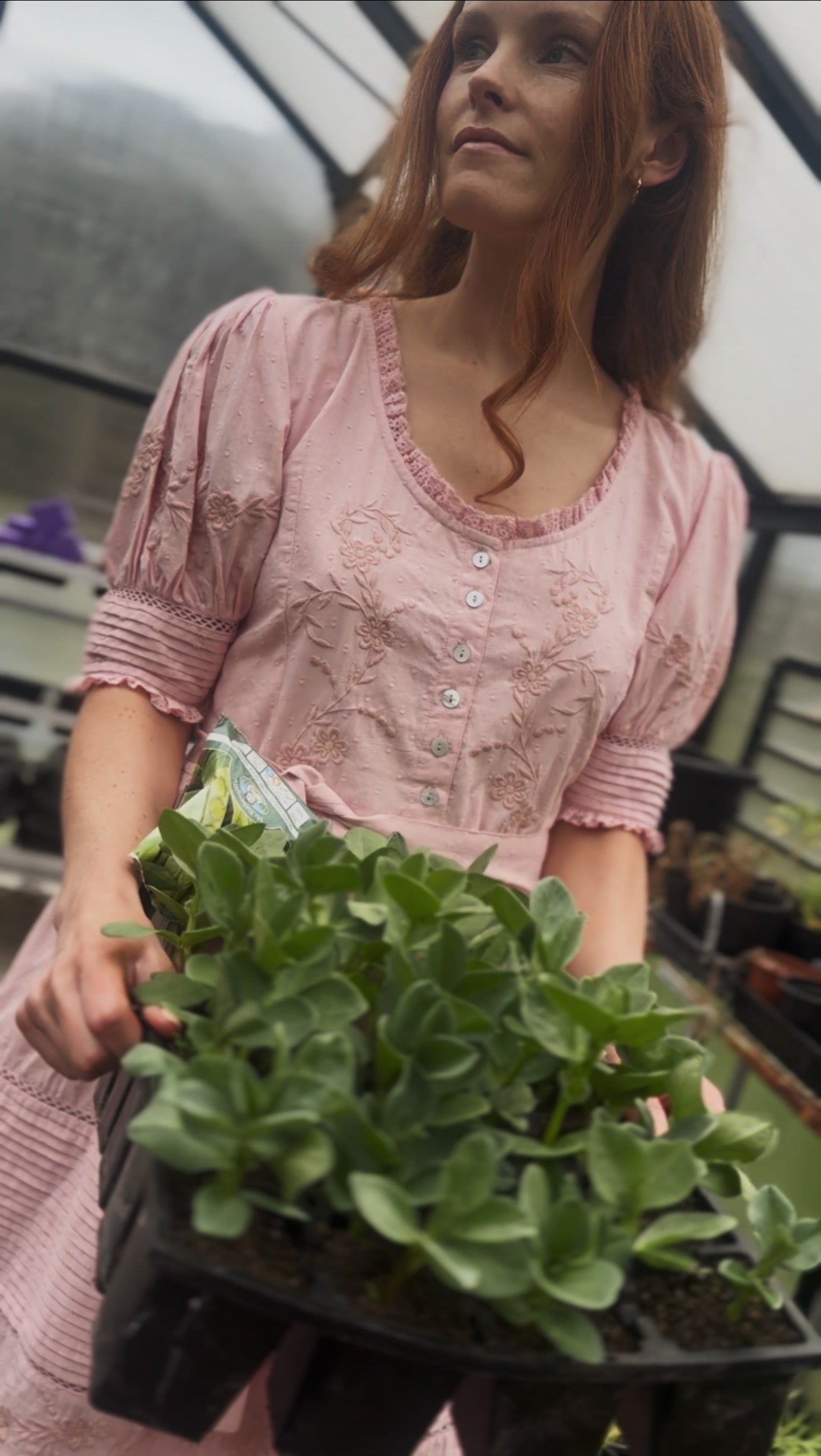 100% RECYCLED COTTON - FAUSTINE DRESS PASTEL PINK