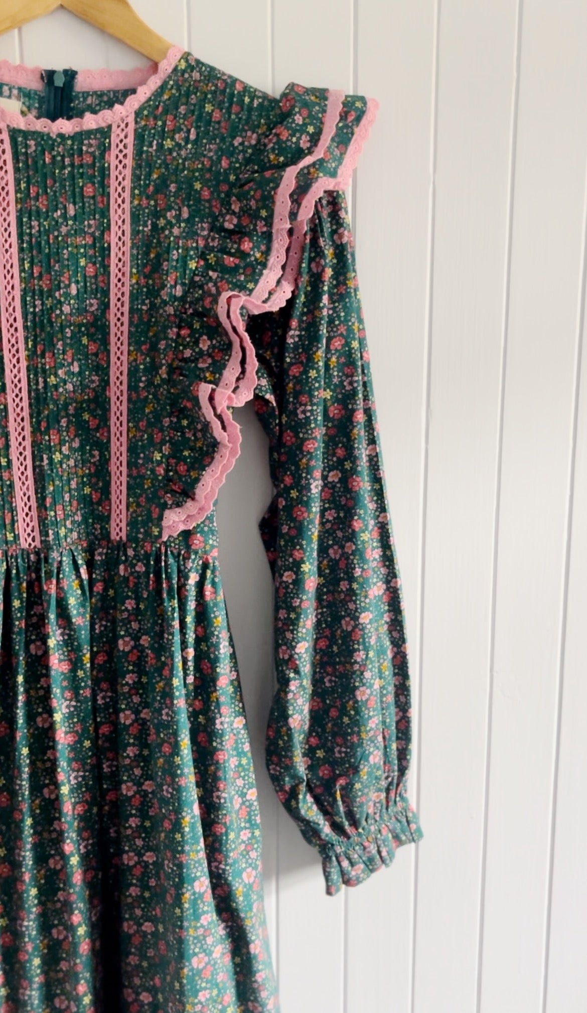 PRELOVED - BRAMWELL DRESS DITSY FLORAL TEAL PINK POPLIN XS (Copy)