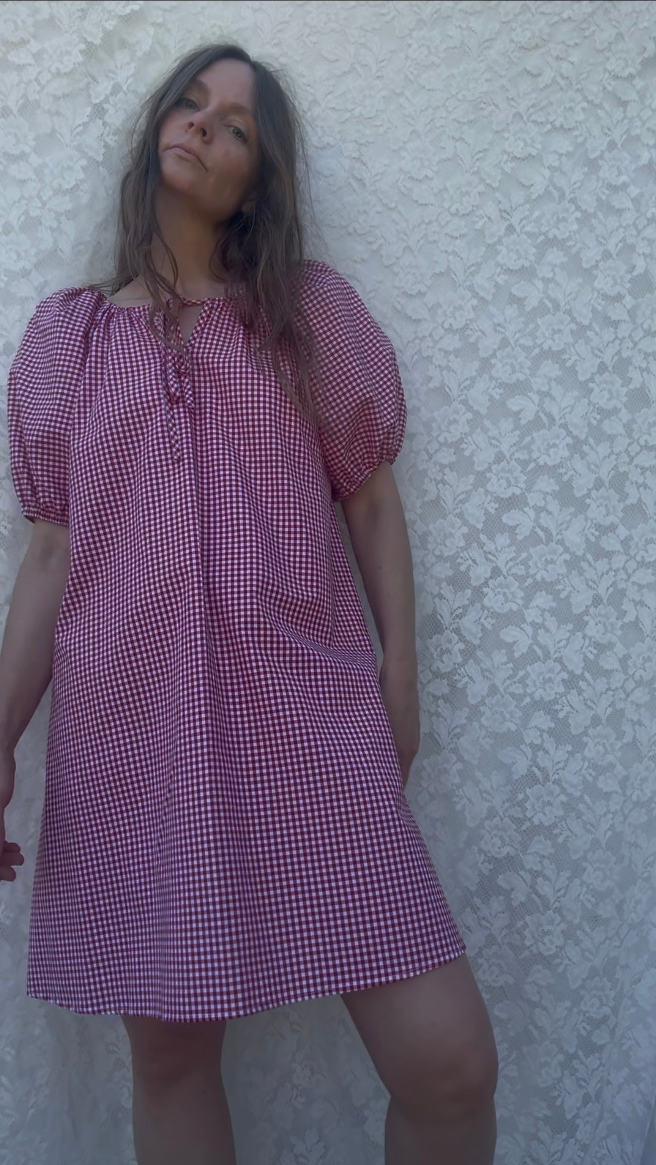 POPPY SMOCK DRESS RED GINGHAM COTTON