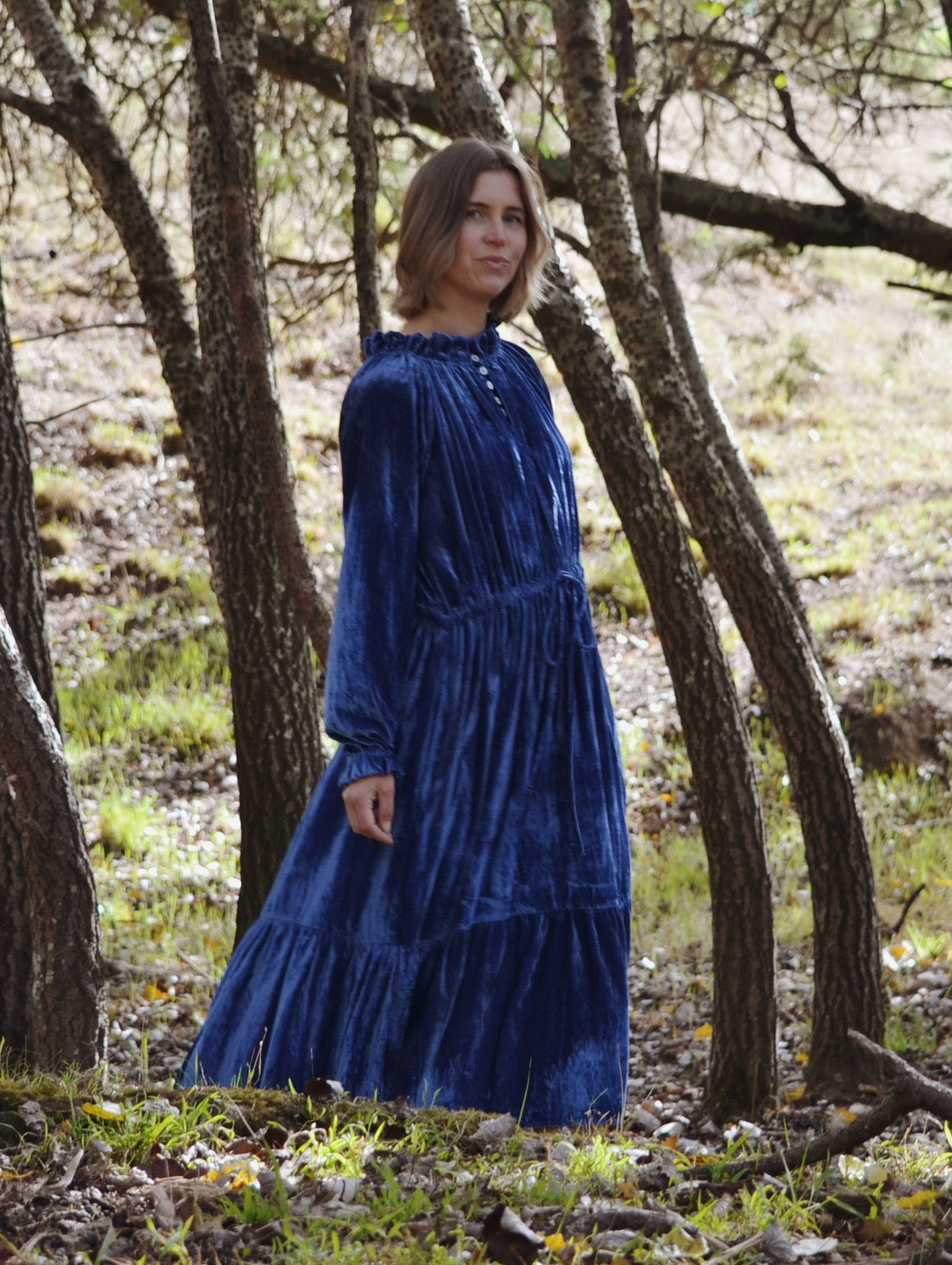 PRAIRIE DRESS BLUE VELVET