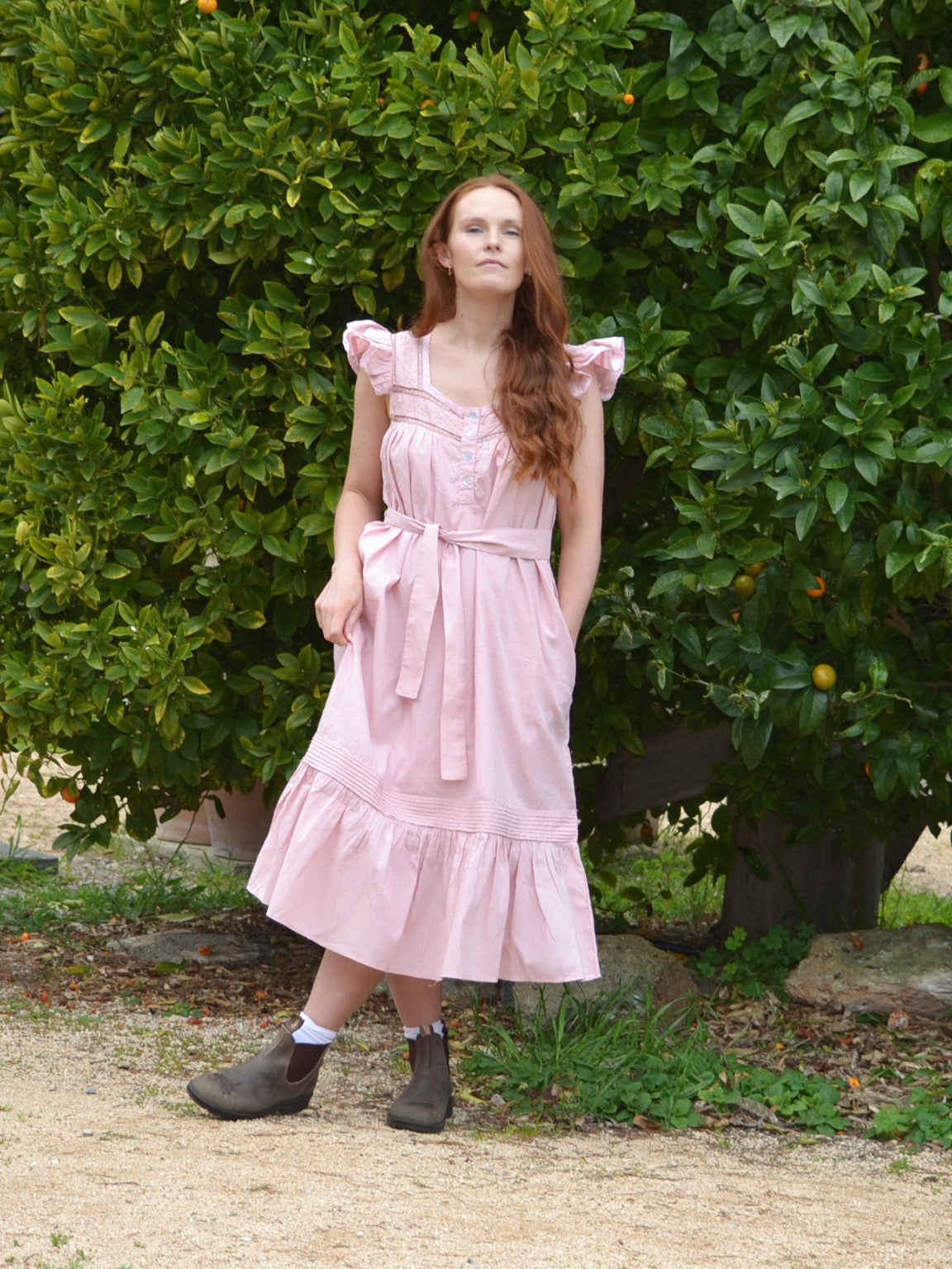 100% RECYCLED COTTON - ALICE DRESS -  PASTEL PINK