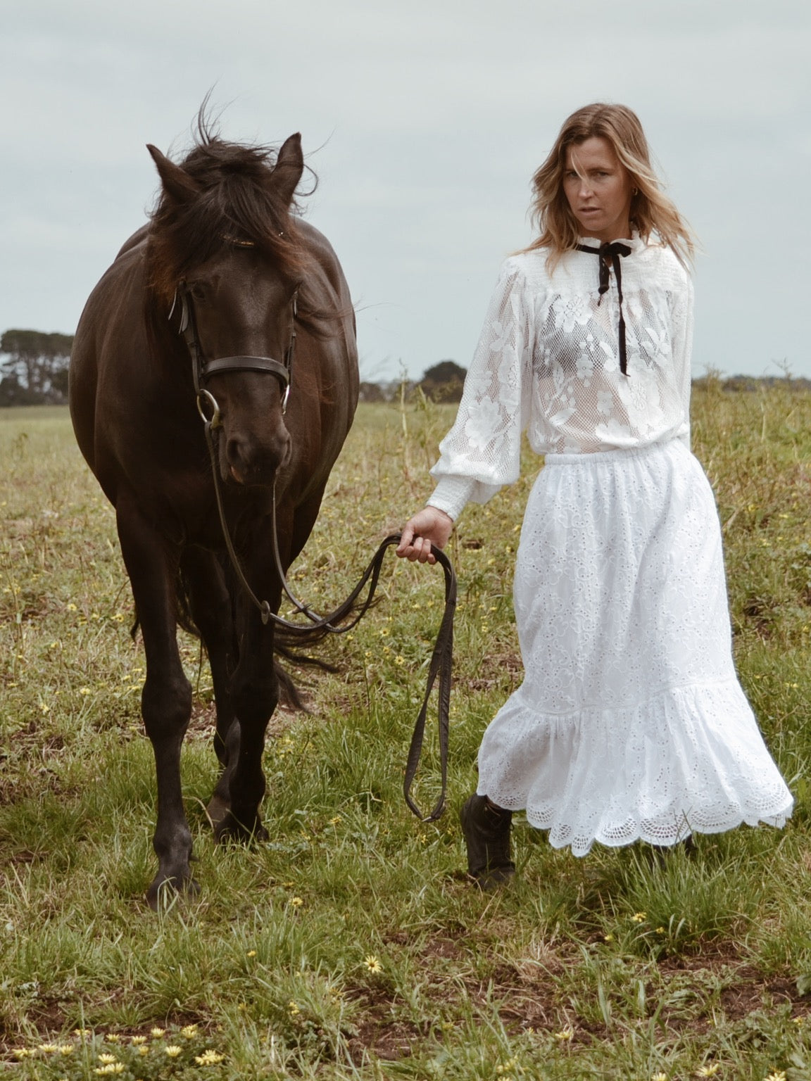 CELESTE CROCHET COTTON BLOUSE WHITE