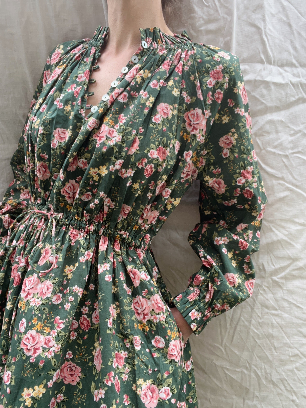 PRELOVED - PRAIRIE DRESS DARK SAGE ROSE XS