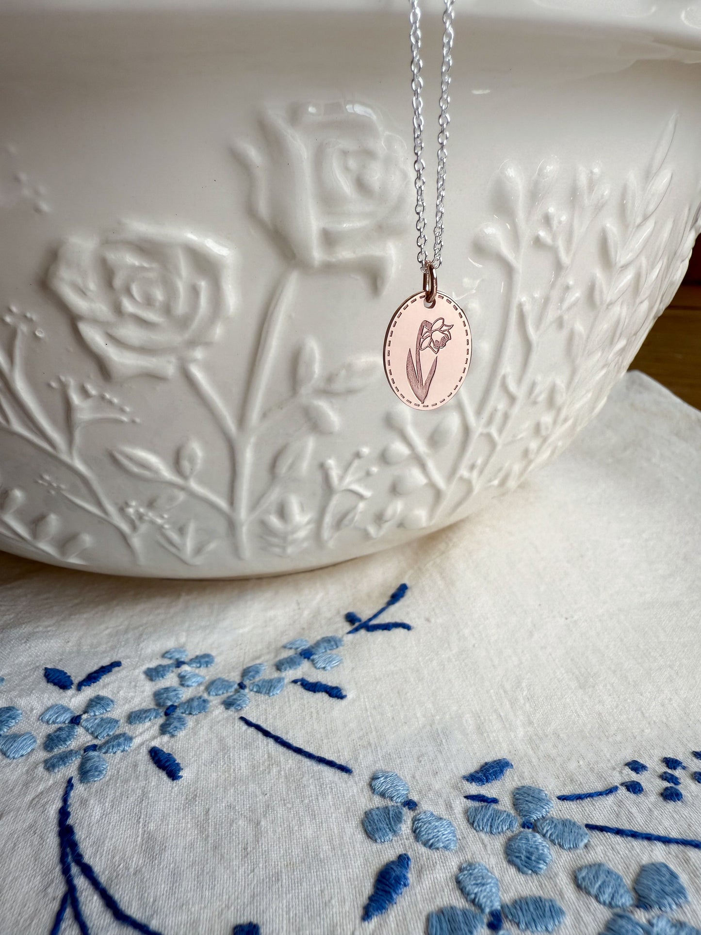 ANKOA X AMY LOUISE - DAFFODIL PENDANT AND CHAIN ROSE GOLD