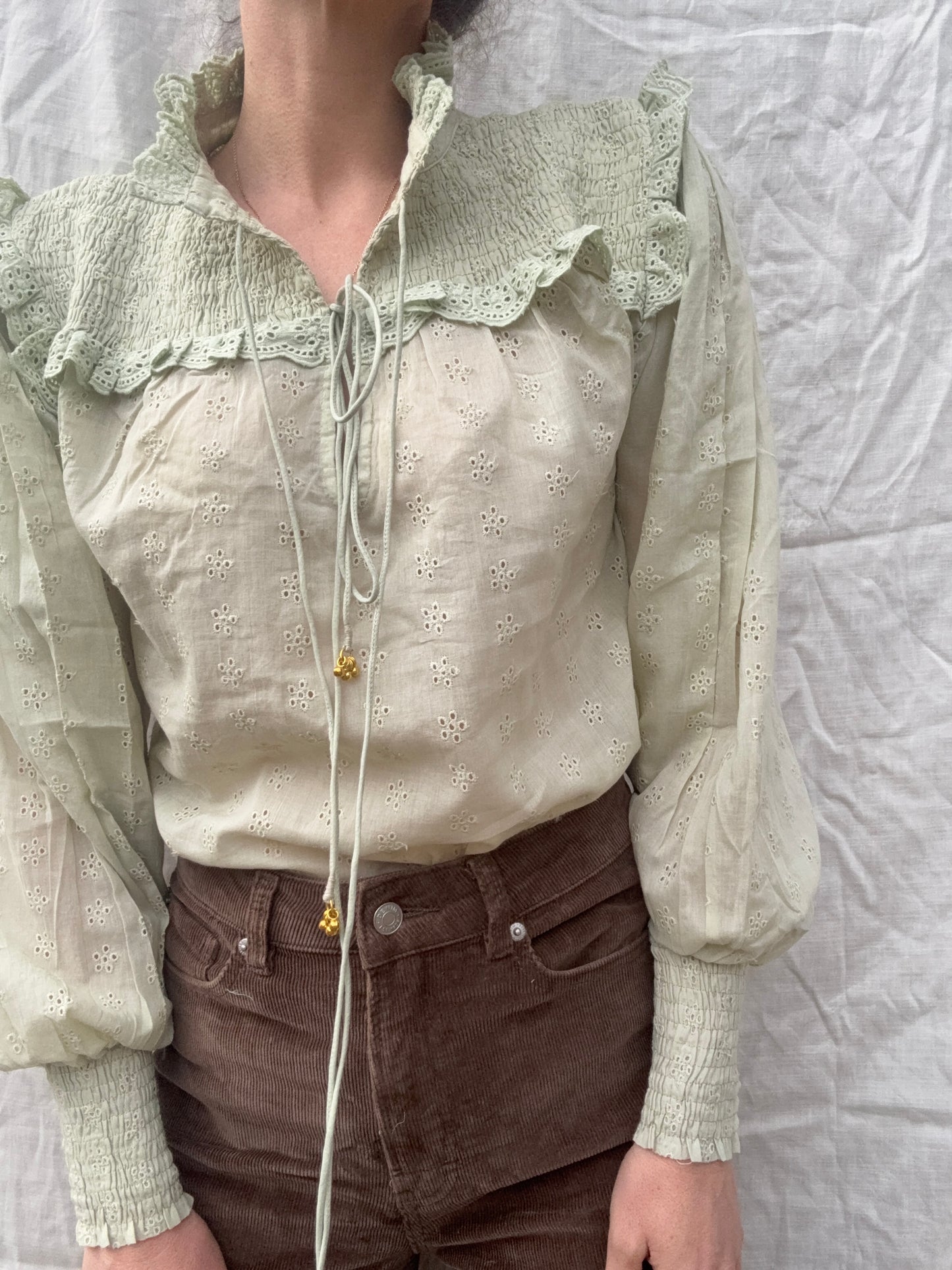 100% RECYCLED COTTON - BAMBI BLOUSE LIGHT MINT GREEN