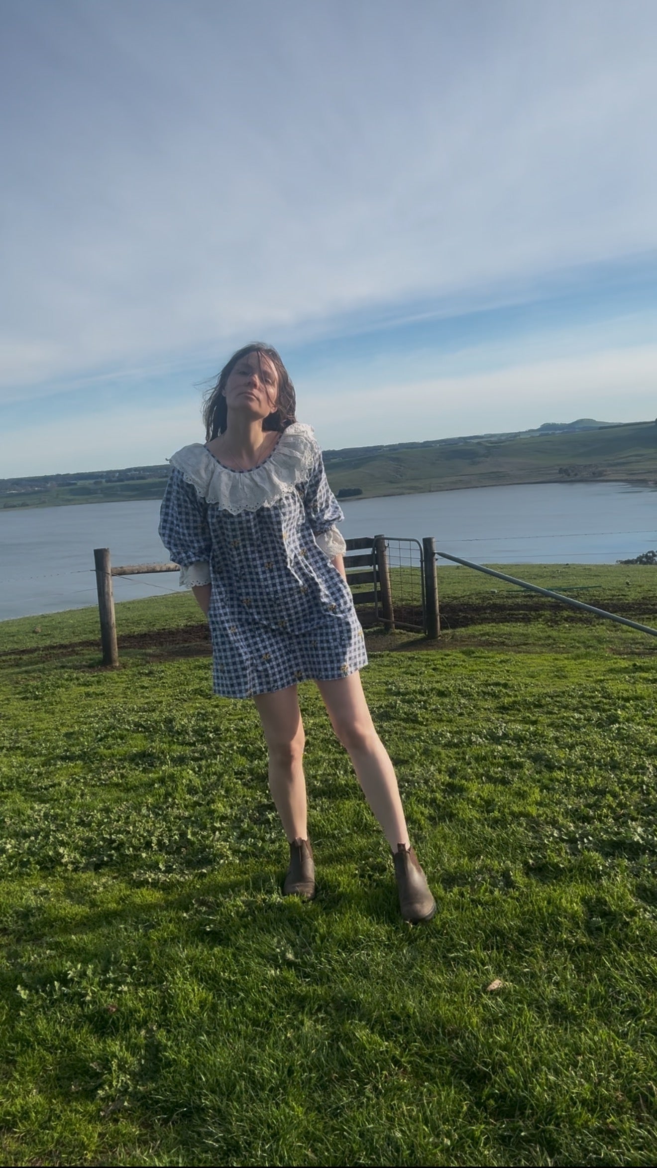 100% RECYCLED COTTON - MARTHA BLUE GINGHAM MINI